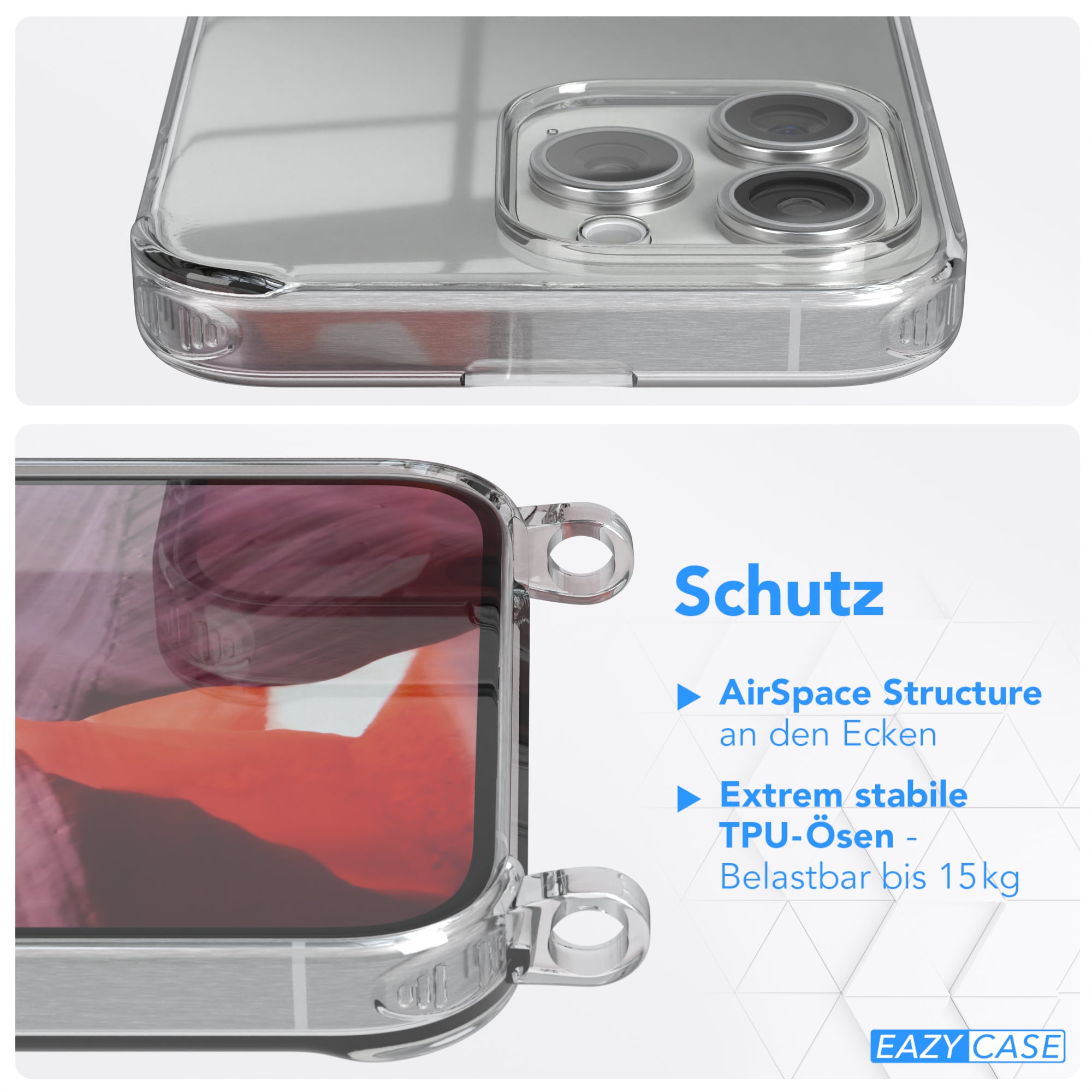 iPhone 15 Pro Max transparente Hülle + Kordel
