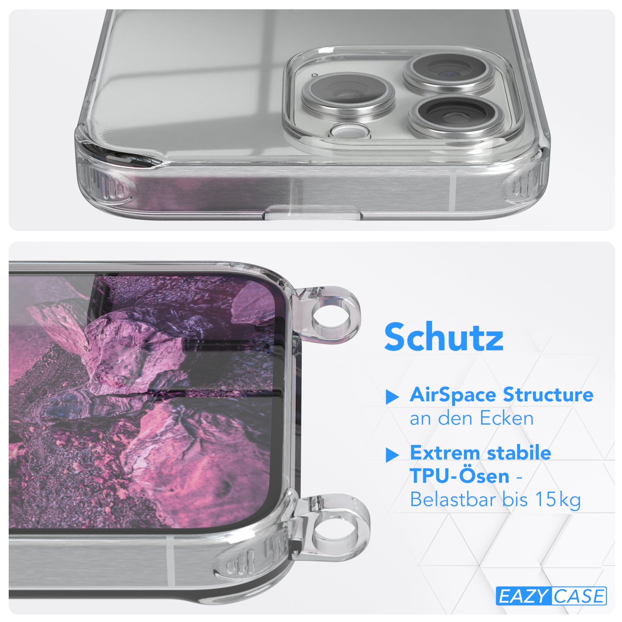 iPhone 15 Pro Max transparente Hülle + Kordel