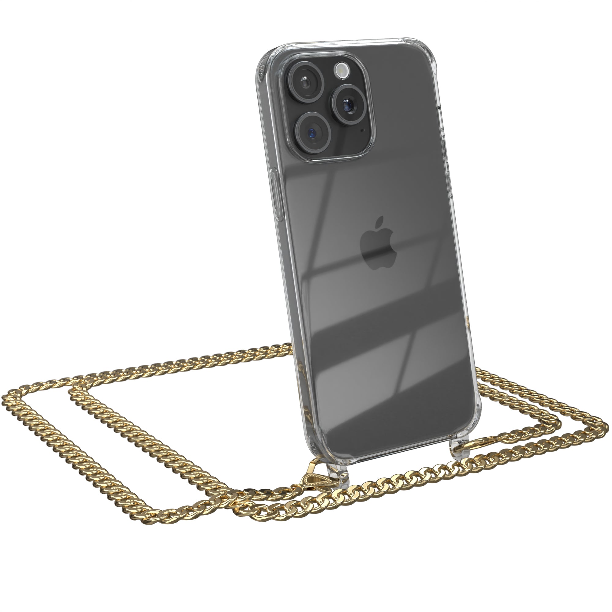 iPhone 15 Pro Max Hülle mit Metallkette + Schwarze Kordel