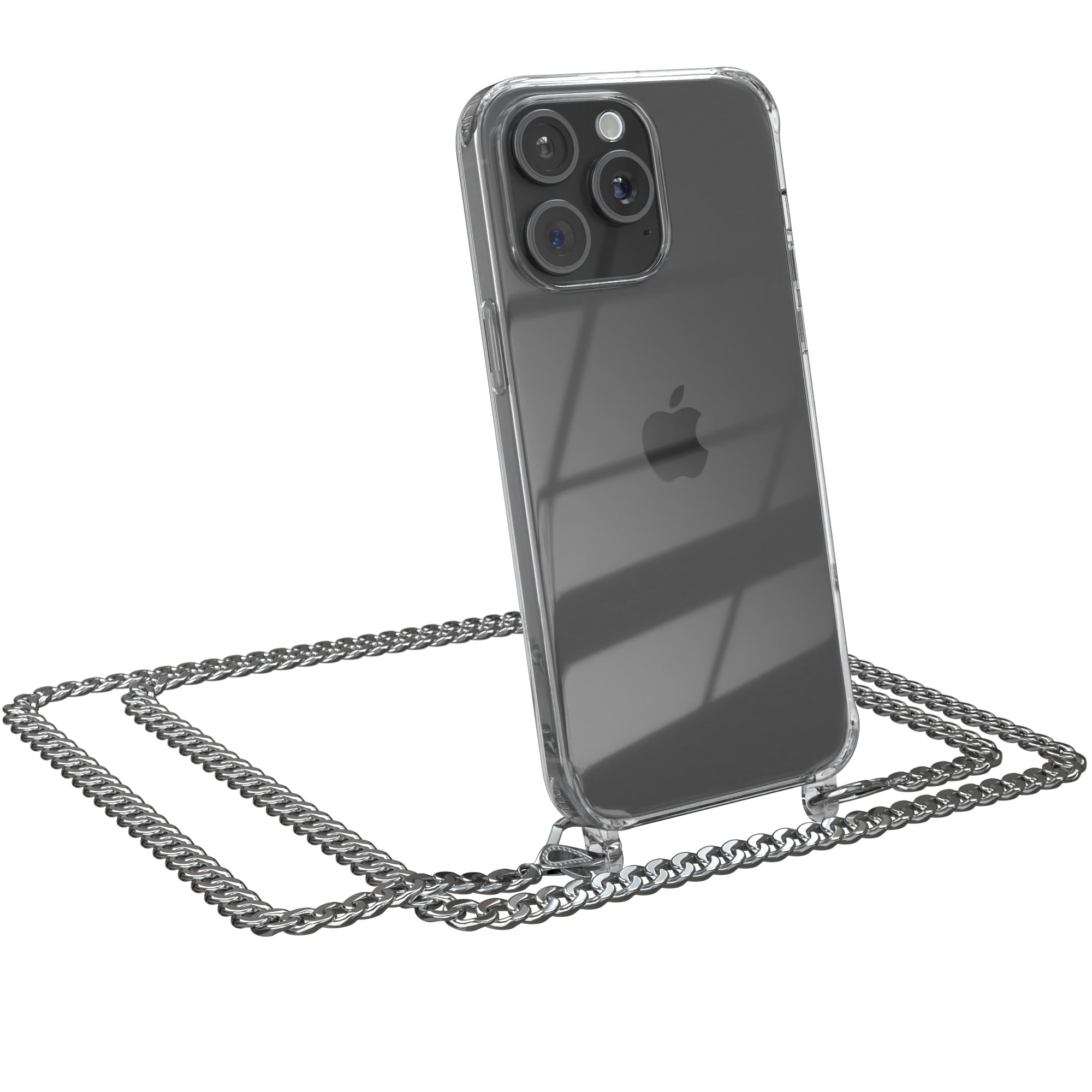 iPhone 15 Pro Max Hülle mit Metallkette + Schwarze Kordel