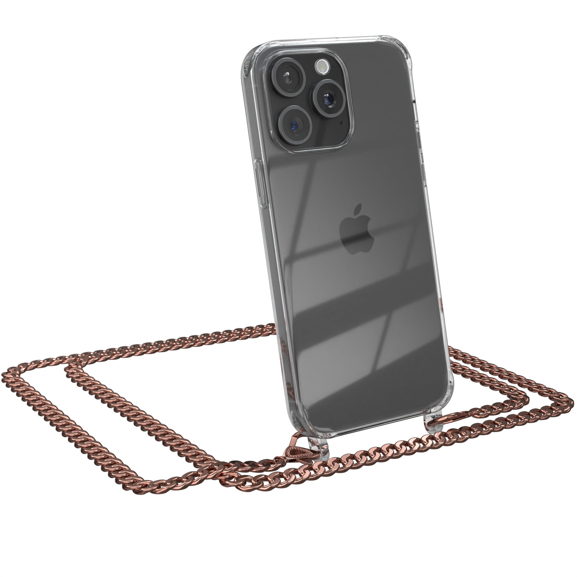 iPhone 15 Pro Max Hülle mit Metallkette + Schwarze Kordel
