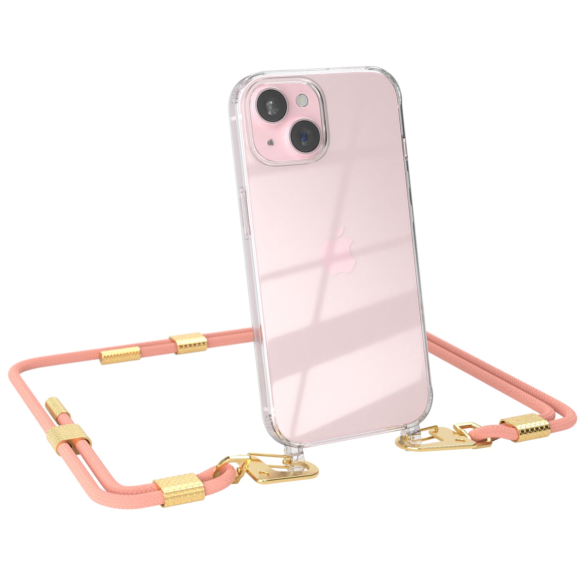 iPhone 15 Hülle + Kordel mit Karabinern