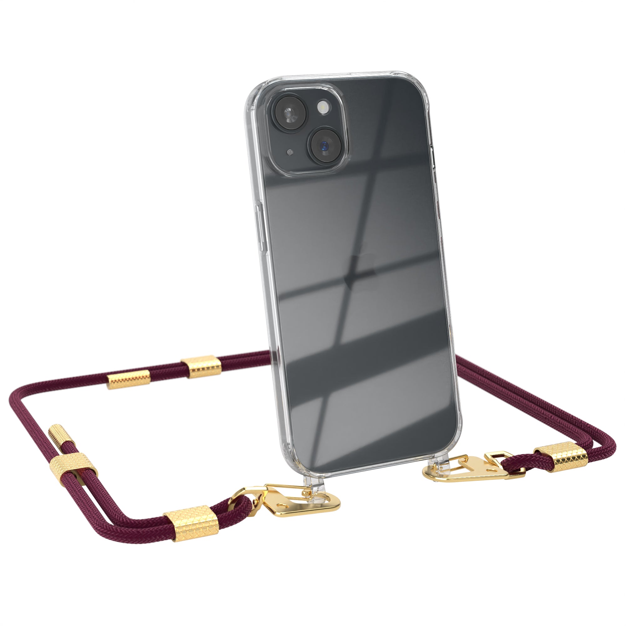 iPhone 15 Hülle + Kordel mit Karabinern