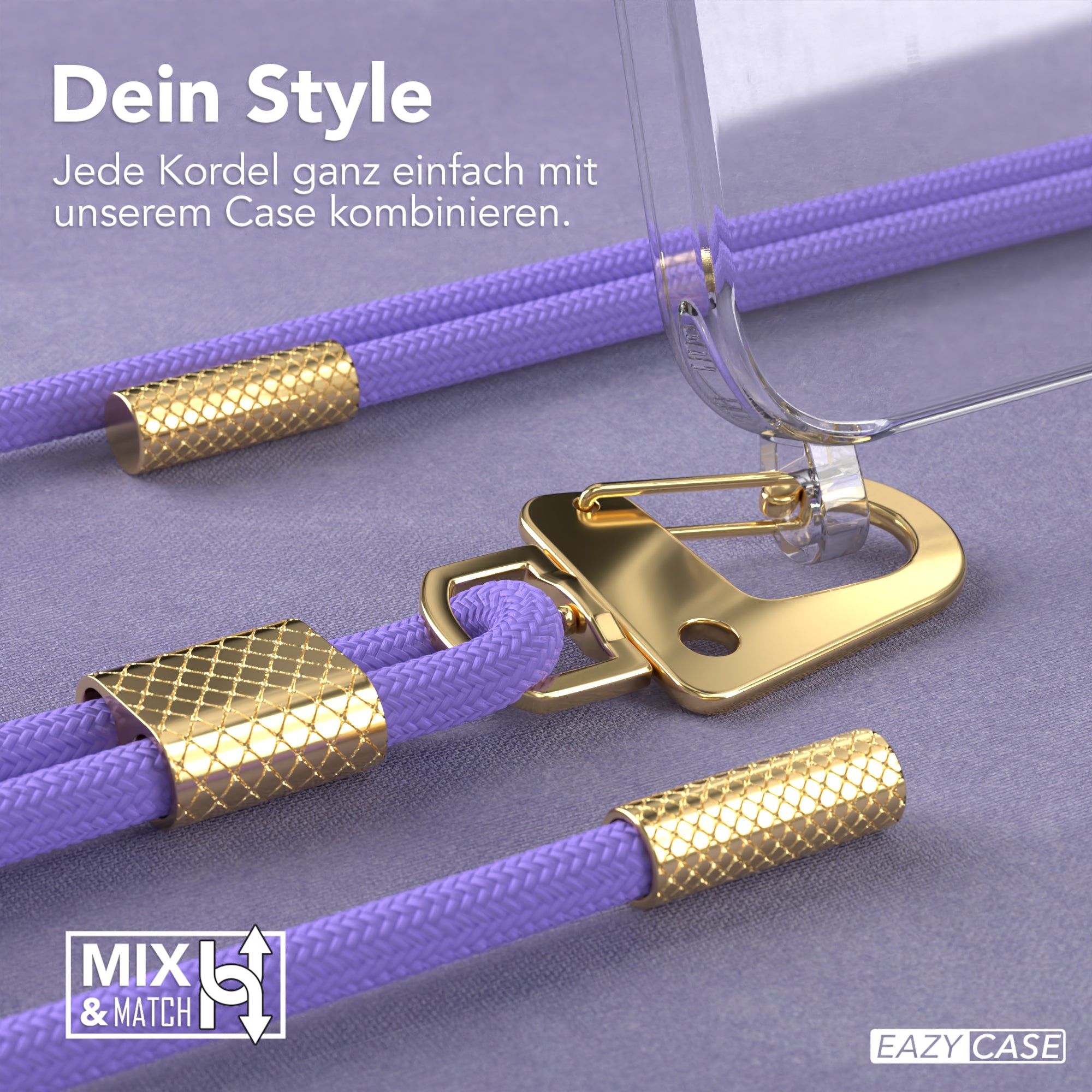 iPhone 15 Hülle + Kordel mit Karabinern