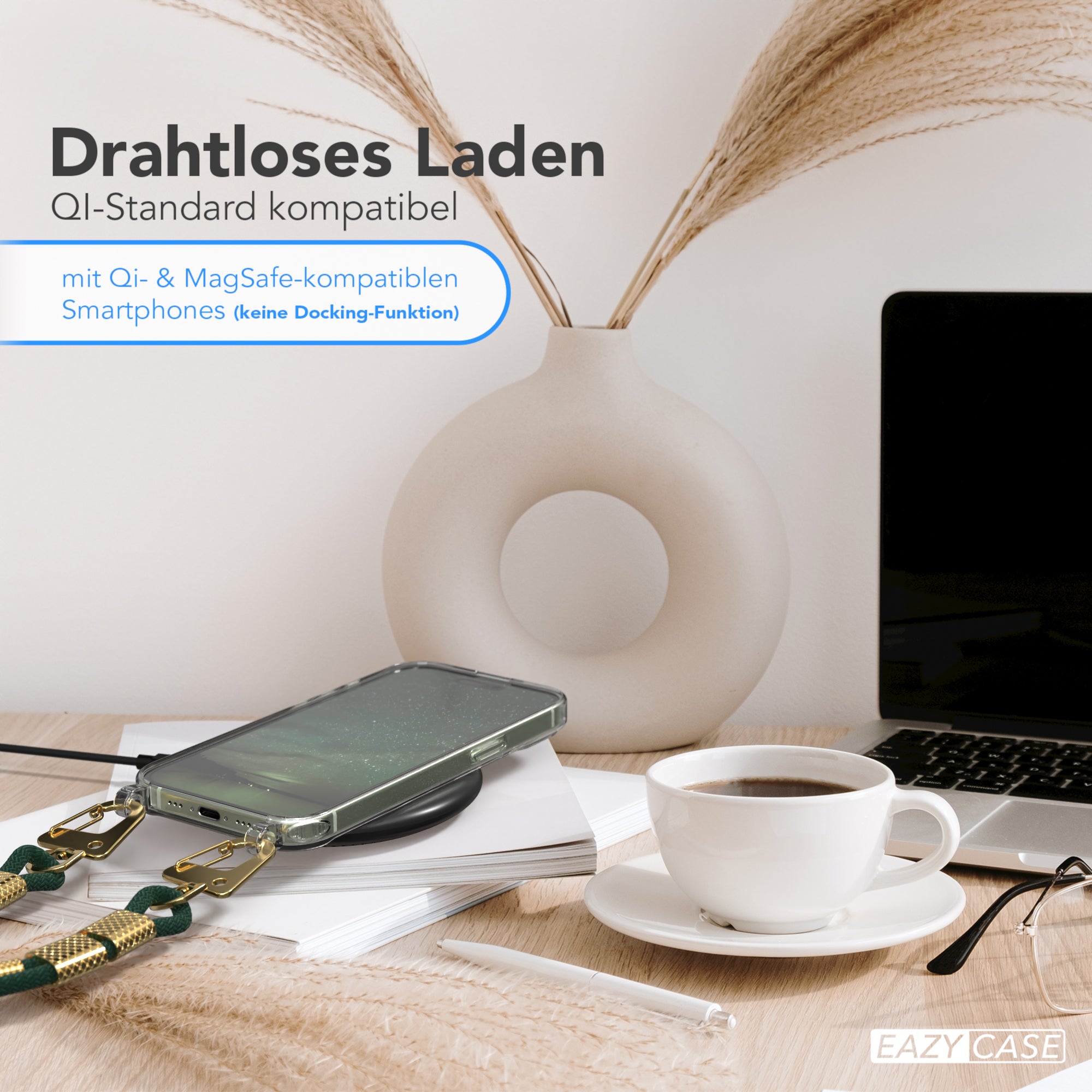 iPhone 15 Hülle + Kordel mit Karabinern