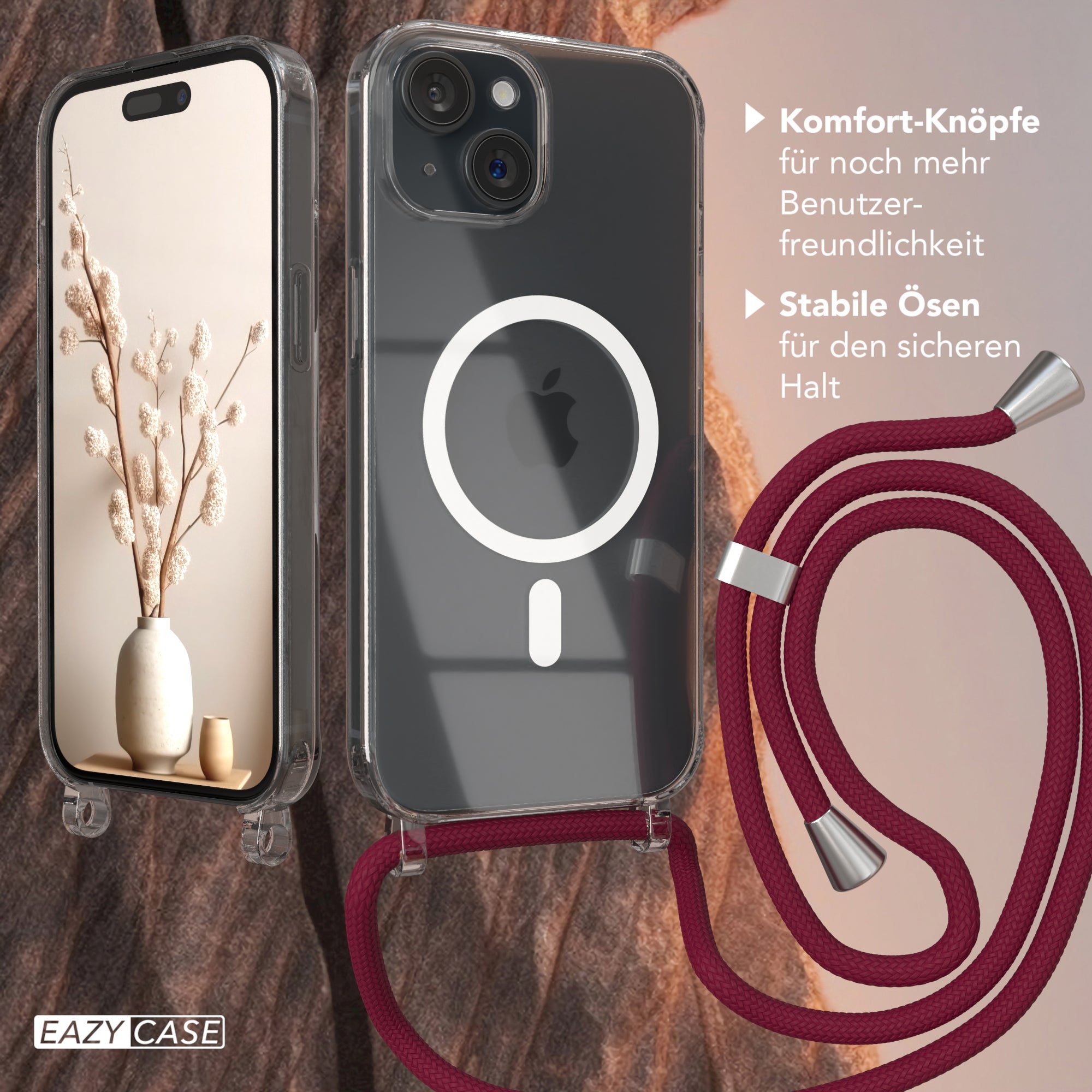 iPhone 15 transparente Hülle + Kordel mit MagSafe