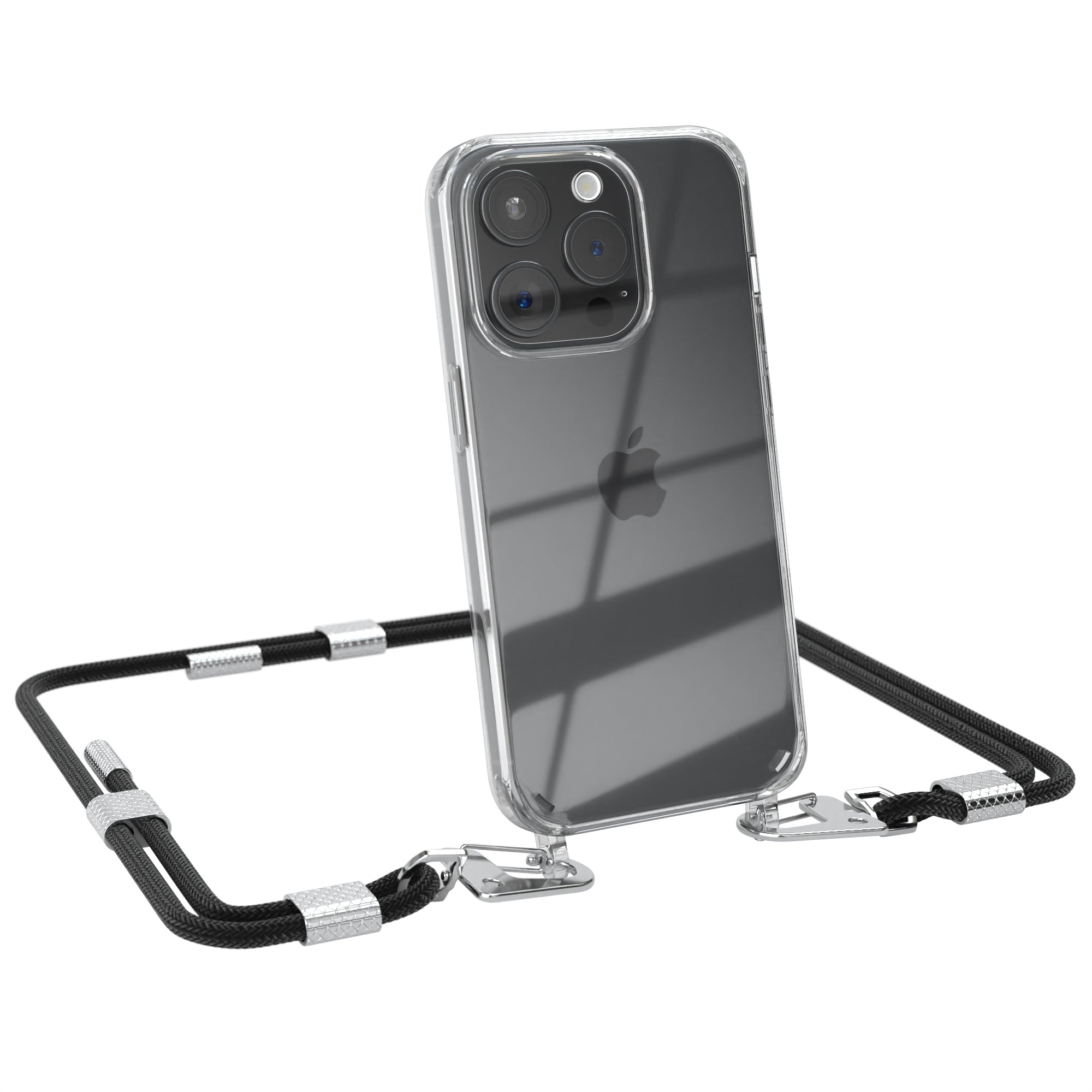 iPhone 15 Pro Hülle + Kordel mit Karabinern