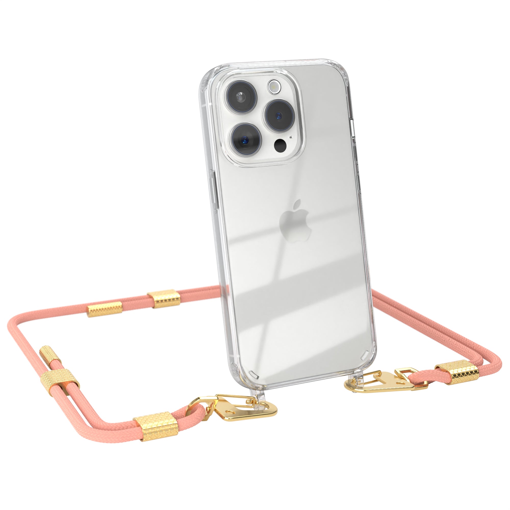 iPhone 15 Pro Hülle + Kordel mit Karabinern