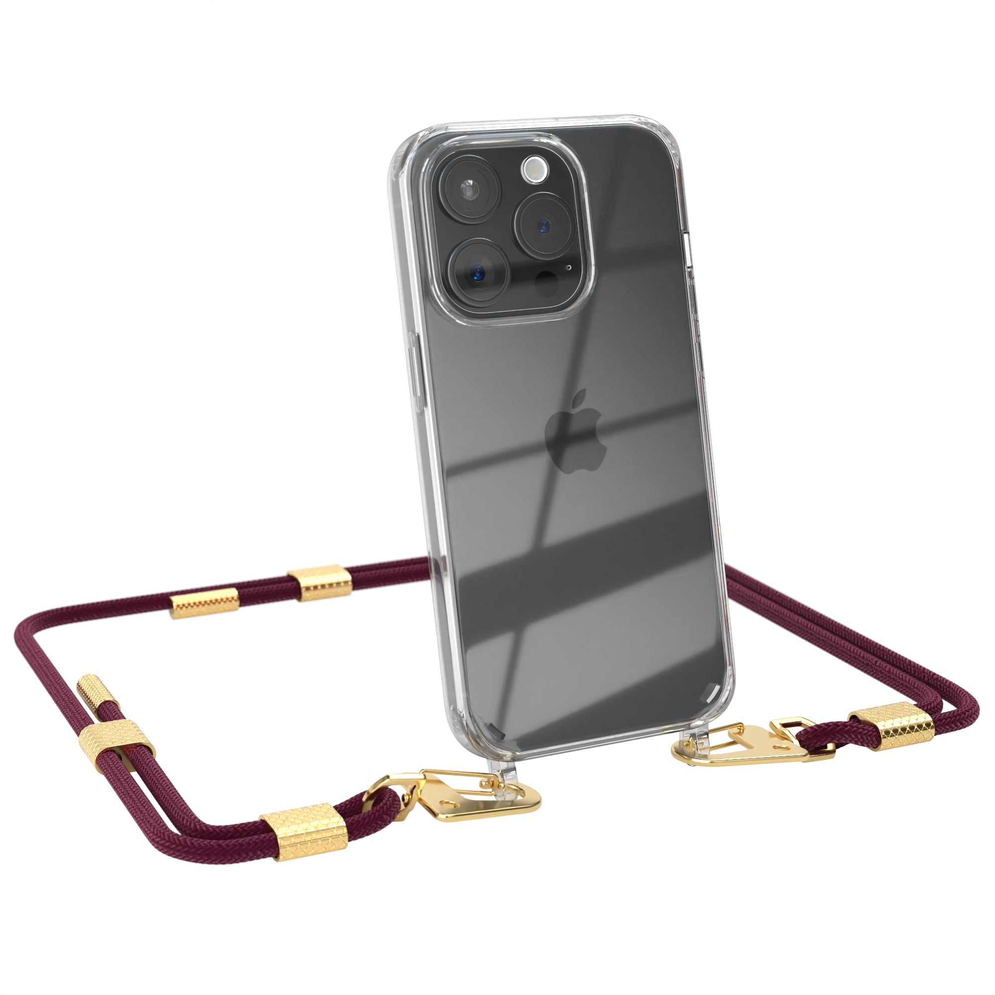 iPhone 15 Pro Hülle + Kordel mit Karabinern