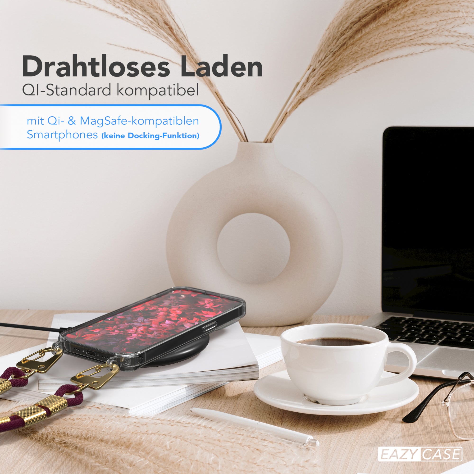 iPhone 15 Pro Hülle + Kordel mit Karabinern