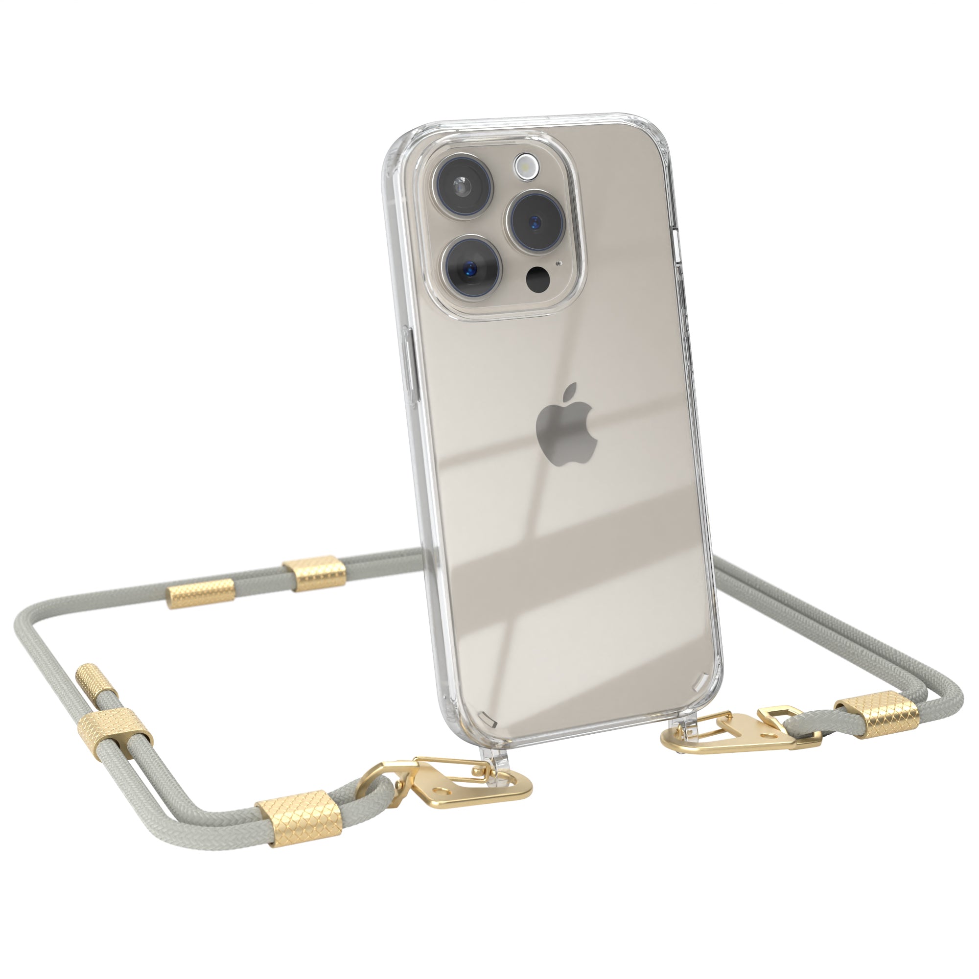 iPhone 15 Pro Hülle + Kordel mit Karabinern