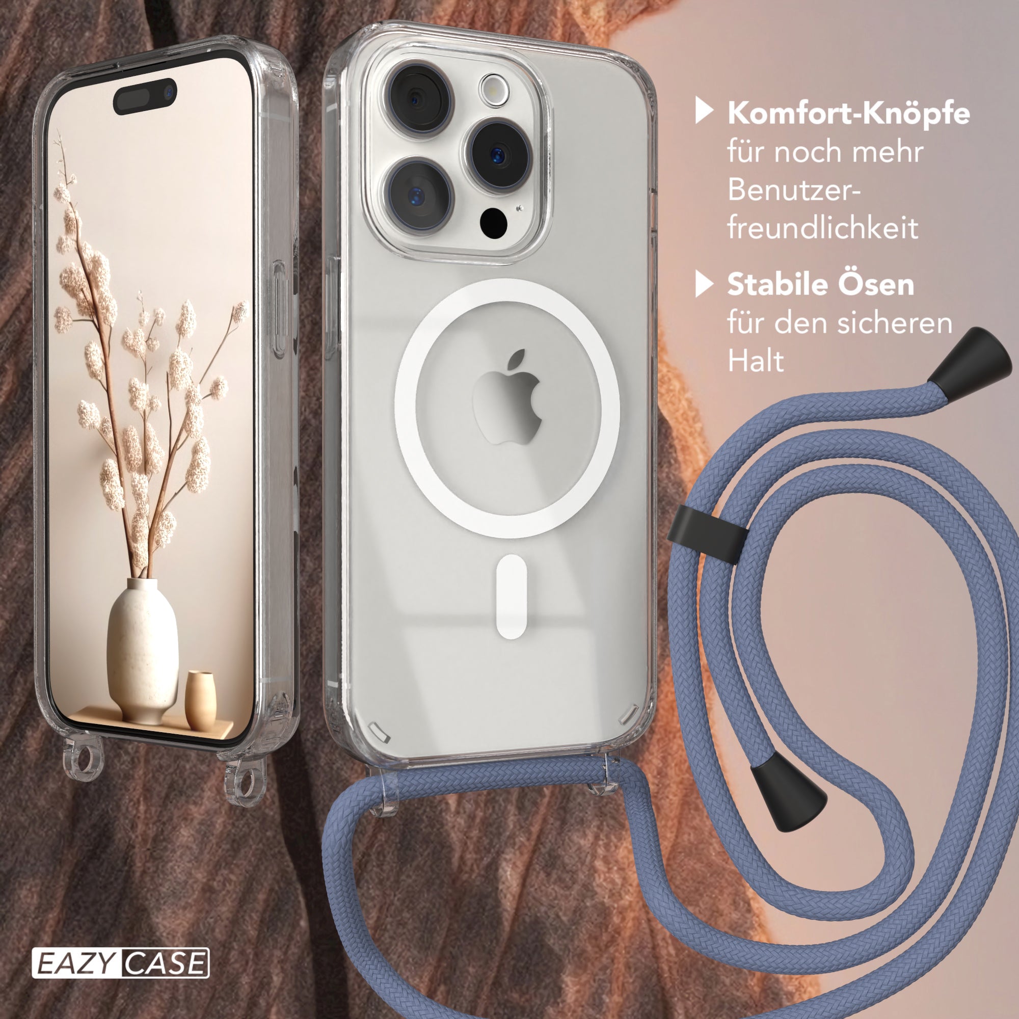 iPhone 15 Pro transparente Hülle + Kordel mit MagSafe