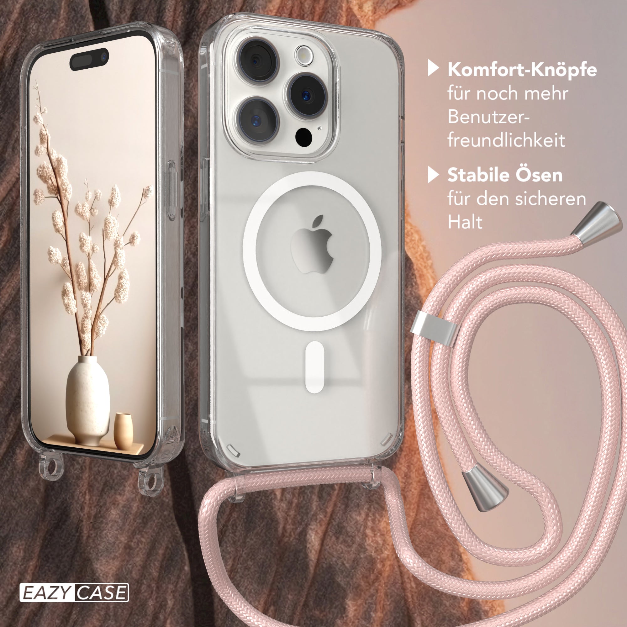 iPhone 15 Pro transparente Hülle + Kordel mit MagSafe