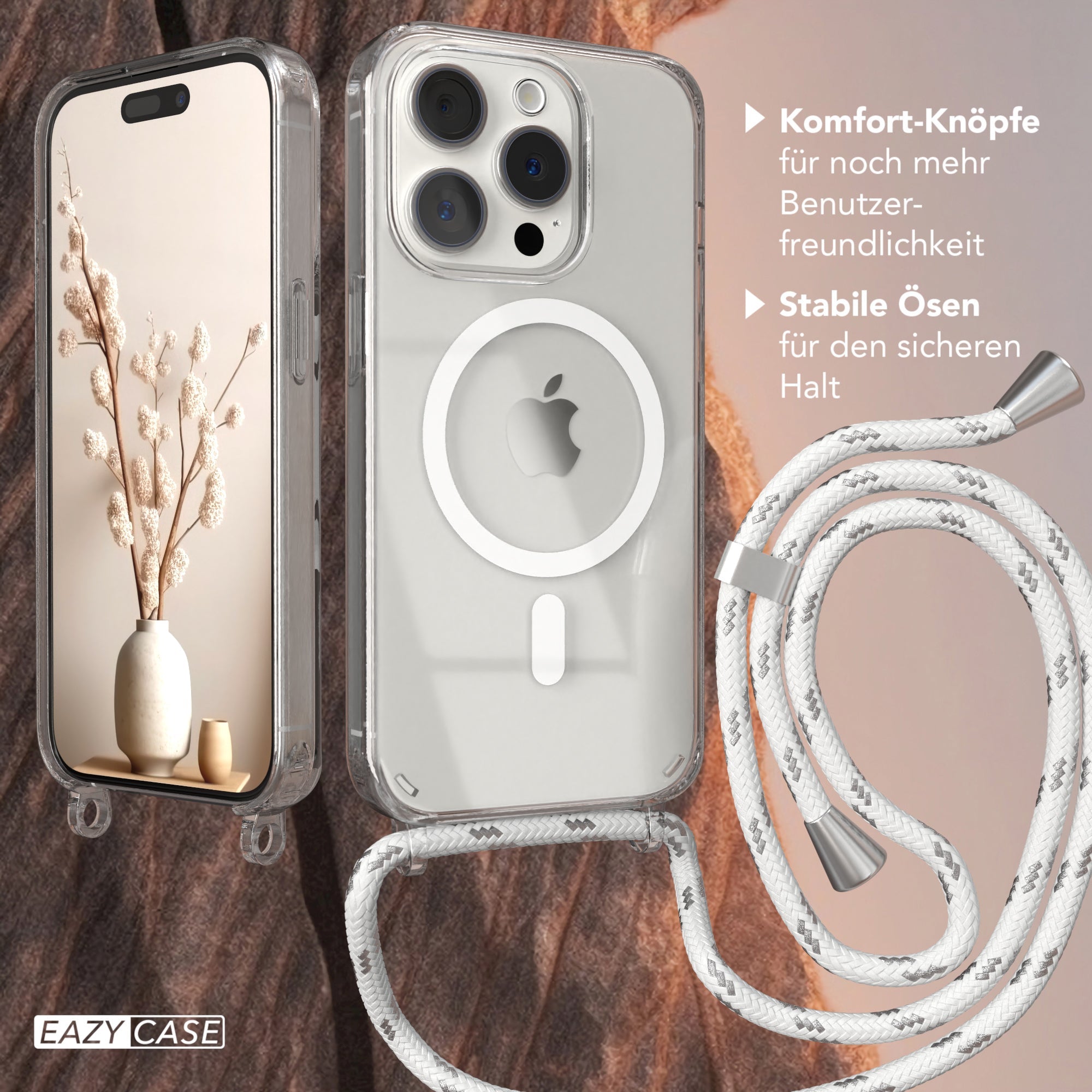 iPhone 15 Pro transparente Hülle + Kordel mit MagSafe