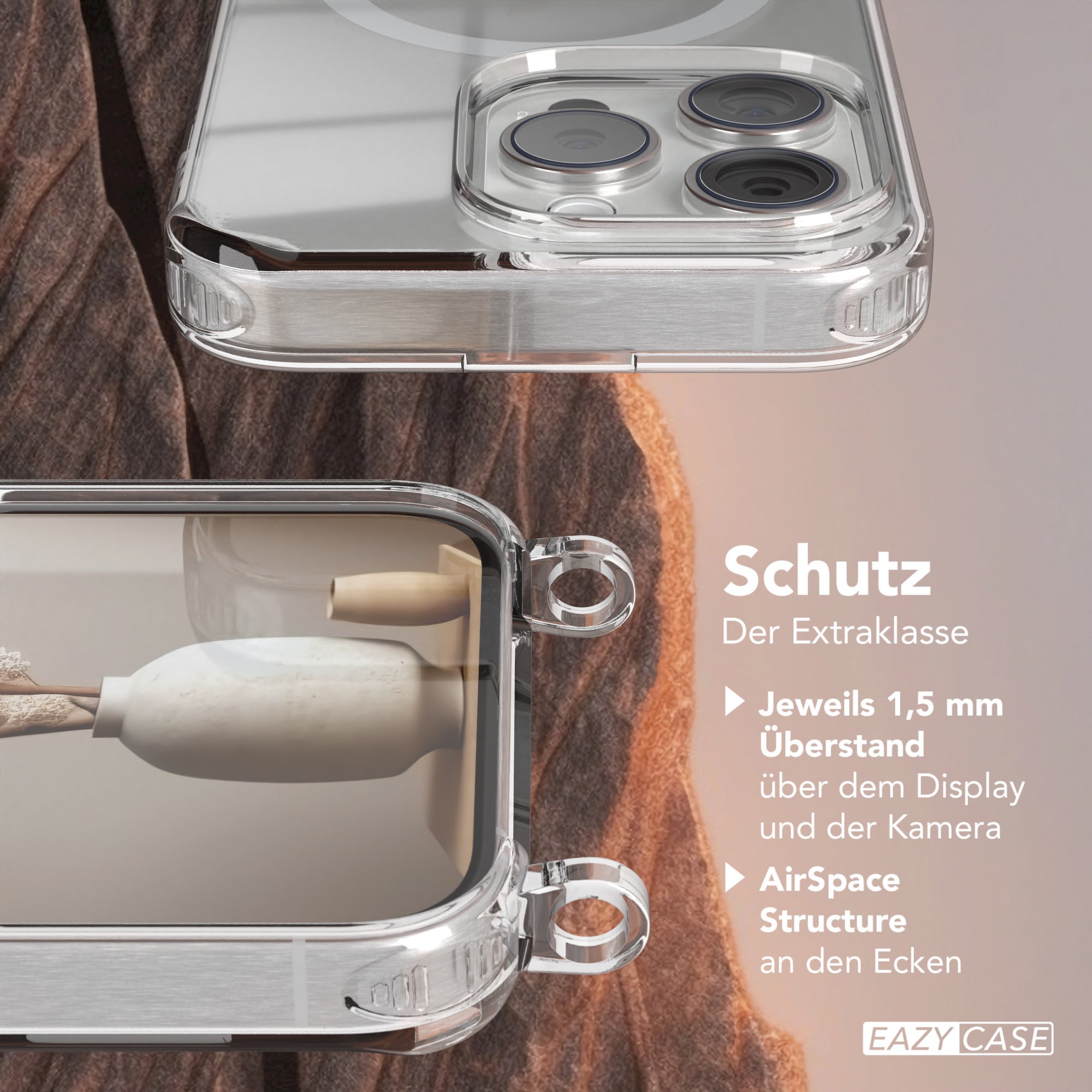 iPhone 15 Pro transparente Hülle + Kordel mit MagSafe