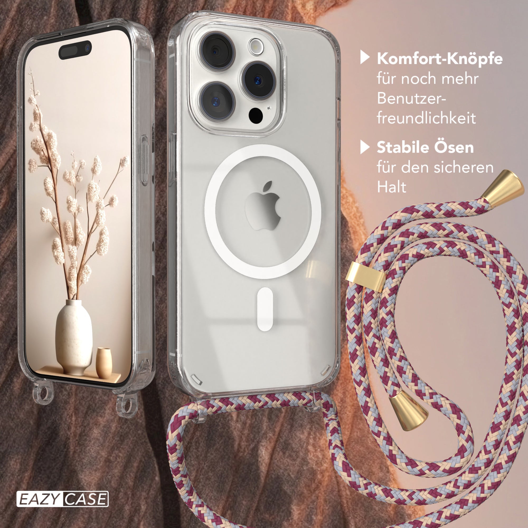 iPhone 15 Pro transparente Hülle + Kordel mit MagSafe