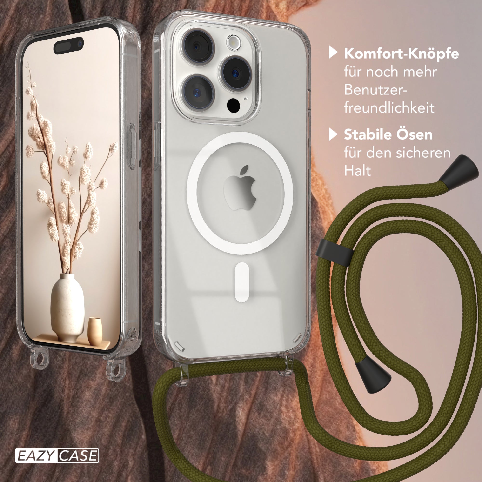 iPhone 15 Pro transparente Hülle + Kordel mit MagSafe