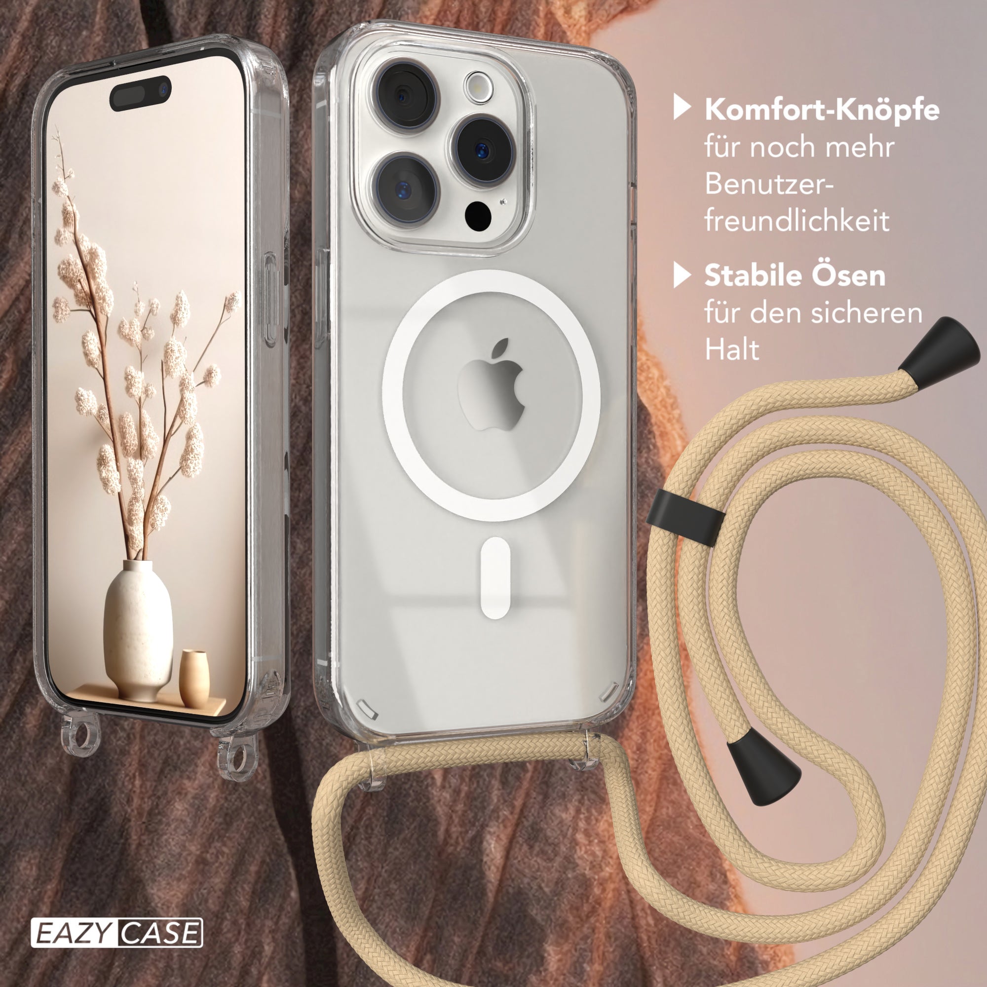 iPhone 15 Pro transparente Hülle + Kordel mit MagSafe