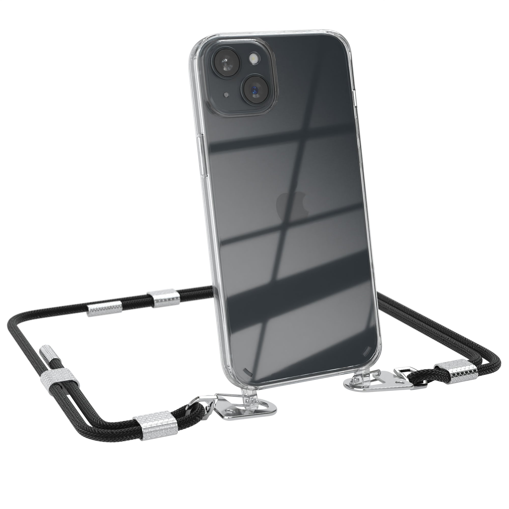 iPhone 15 Plus Hülle + Kordel mit Karabinern
