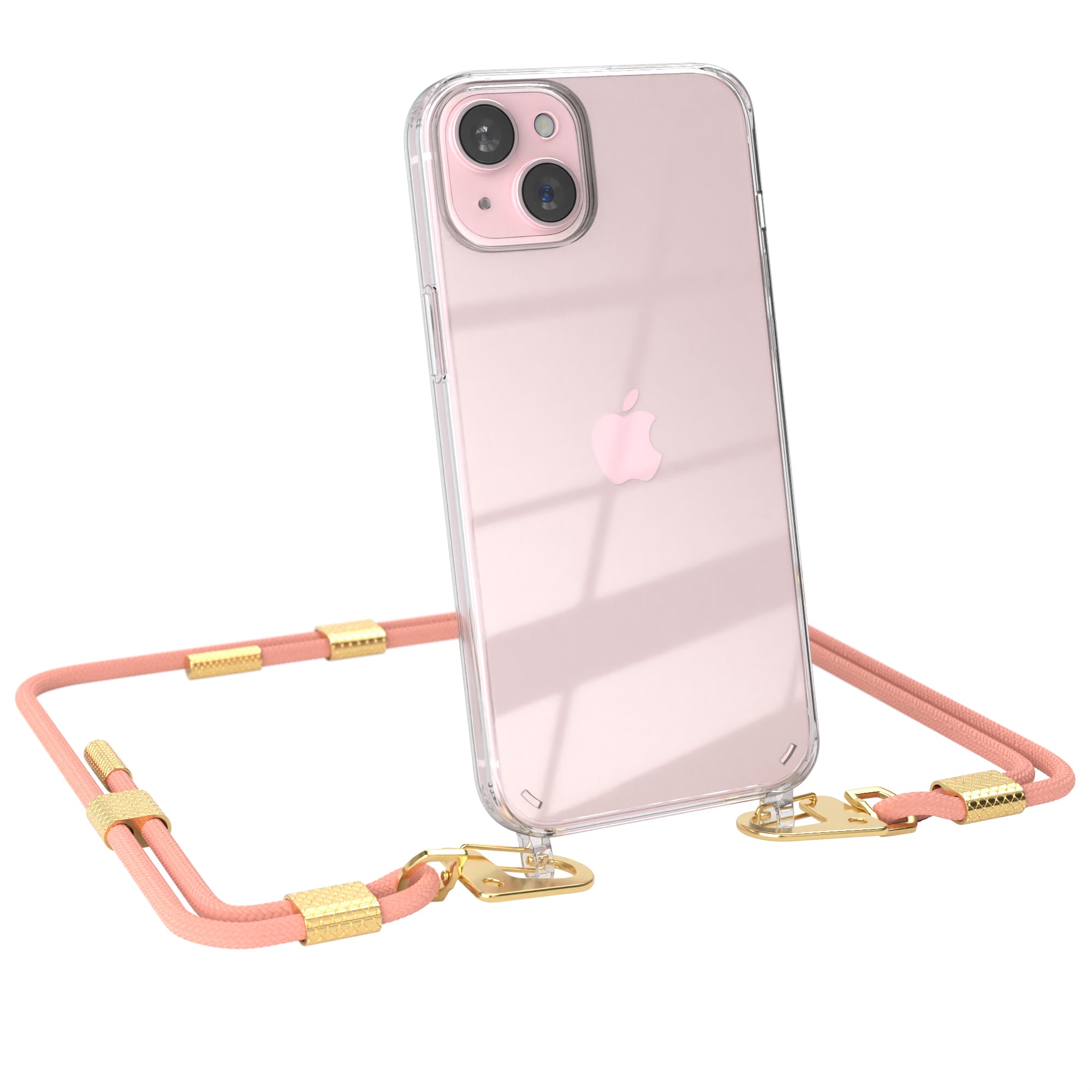 iPhone 15 Plus Hülle + Kordel mit Karabinern