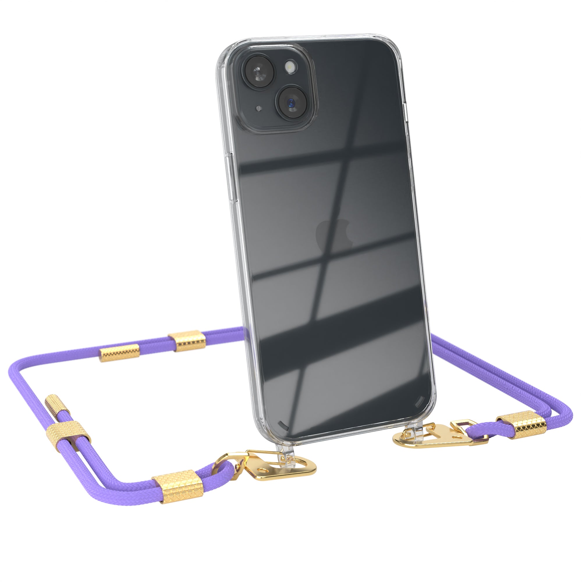 iPhone 15 Plus Hülle + Kordel mit Karabinern