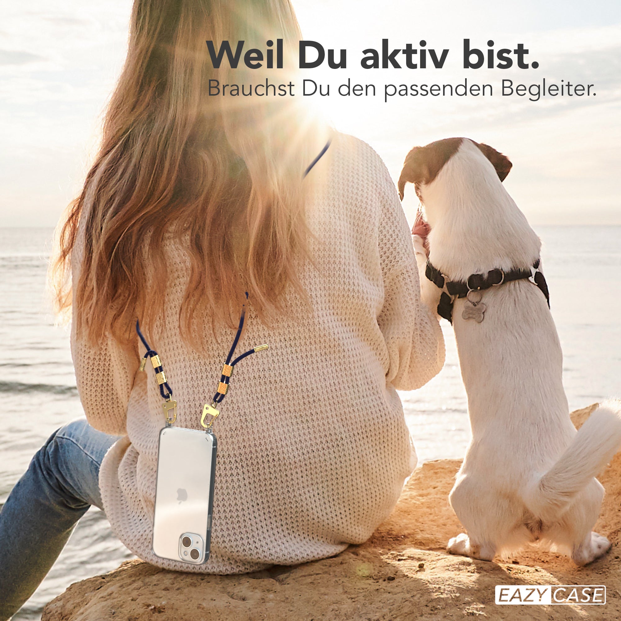 iPhone 15 Plus Hülle + Kordel mit Karabinern