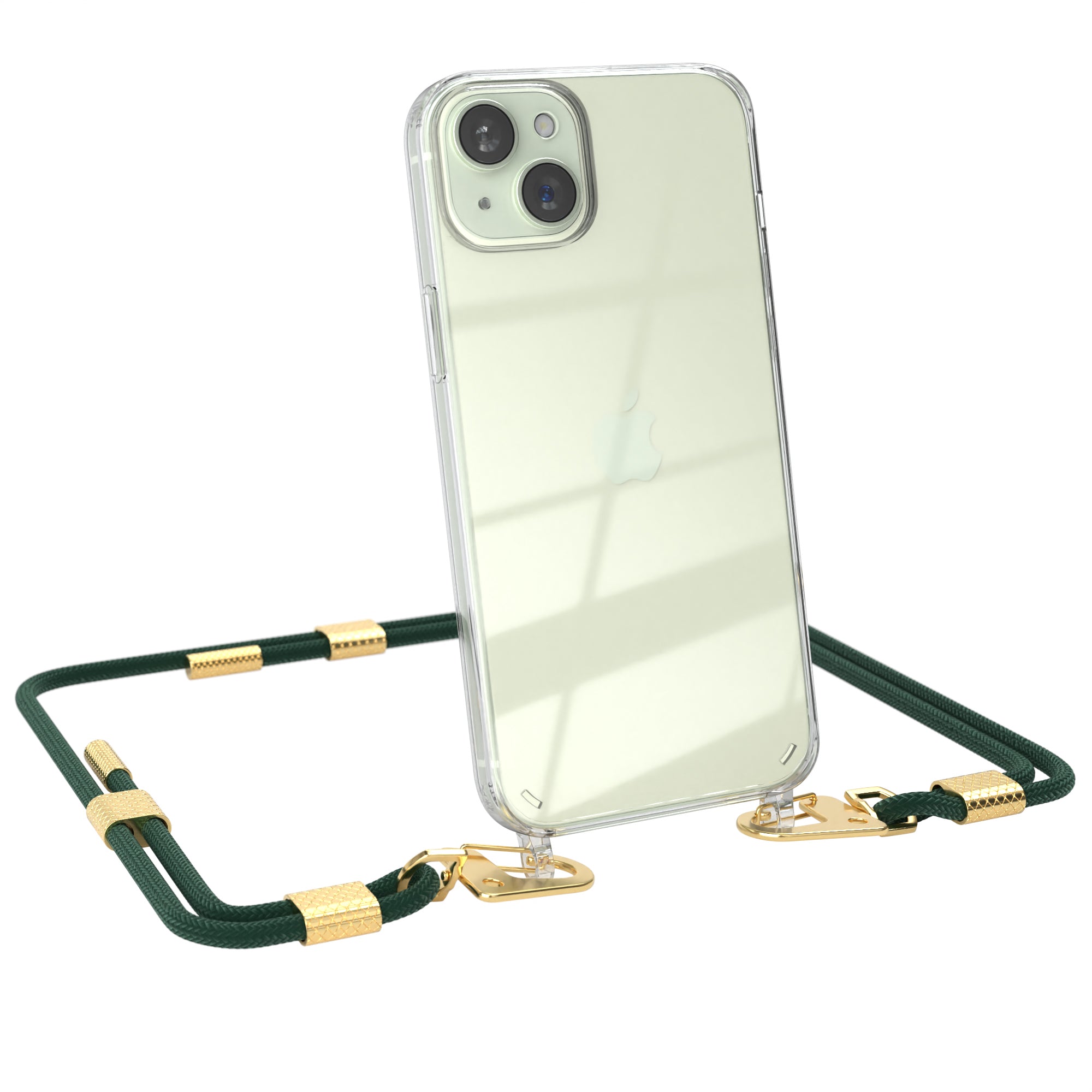 iPhone 15 Plus Hülle + Kordel mit Karabinern
