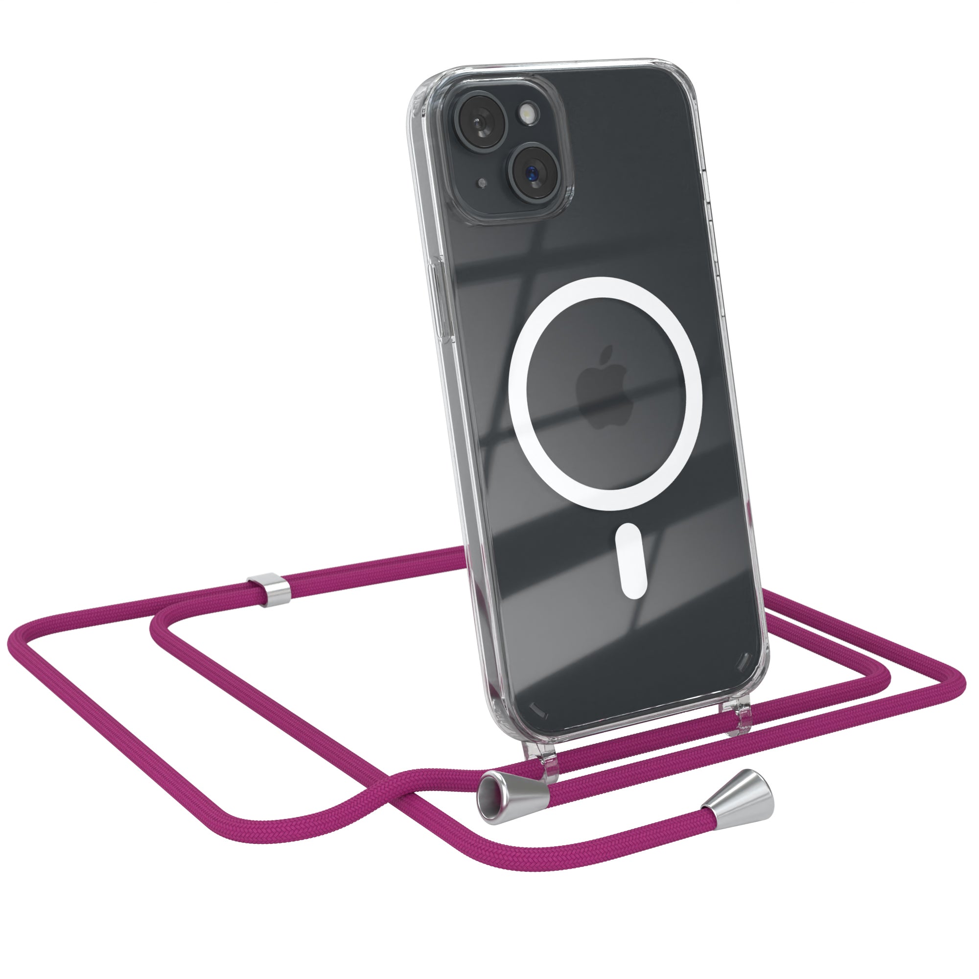 iPhone 15 Plus transparente Hülle + Kordel mit MagSafe