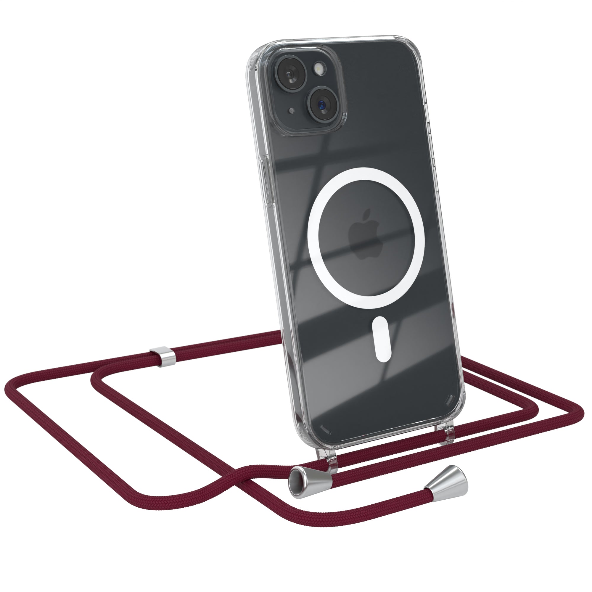 iPhone 15 Plus transparente Hülle + Kordel mit MagSafe