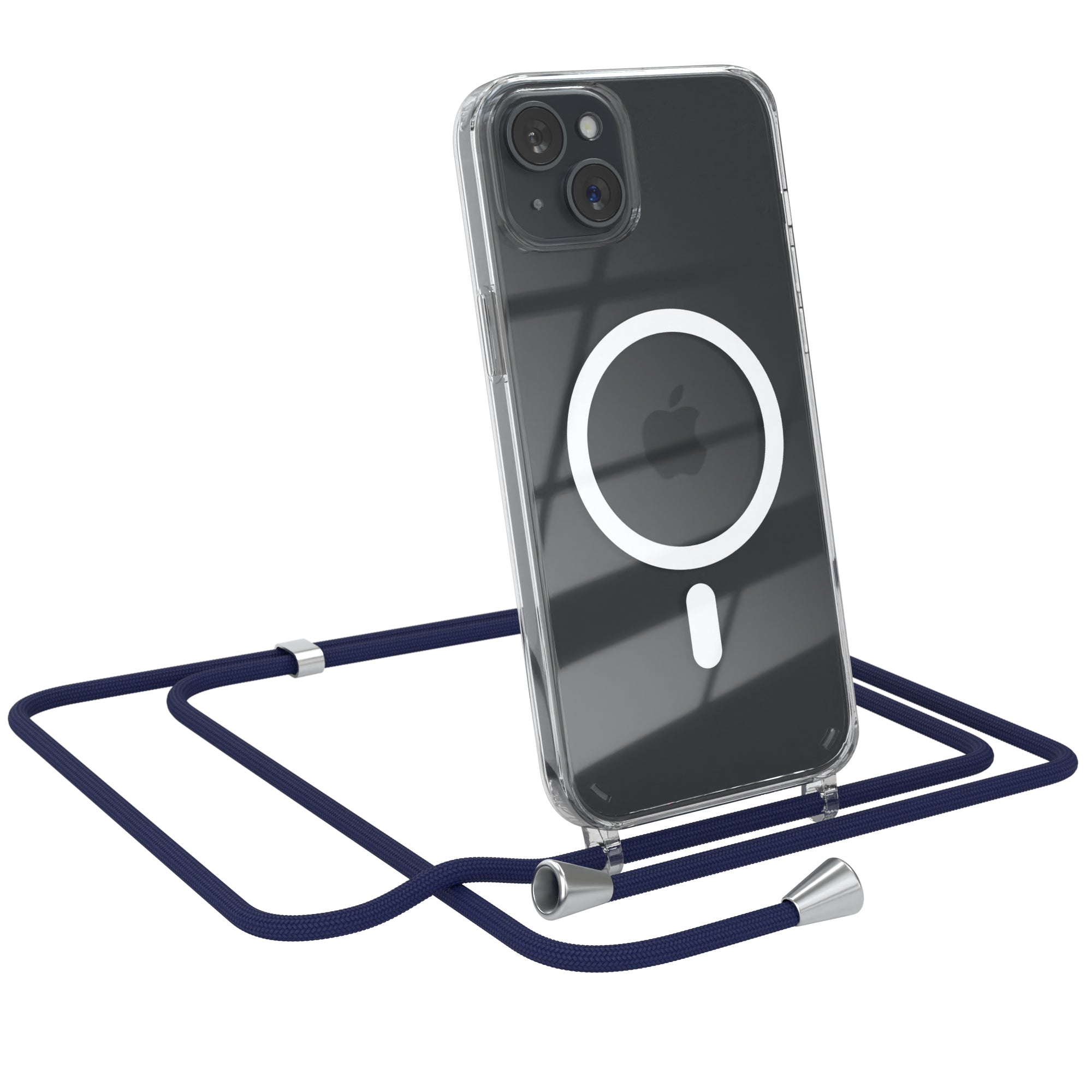 iPhone 15 Plus transparente Hülle + Kordel mit MagSafe