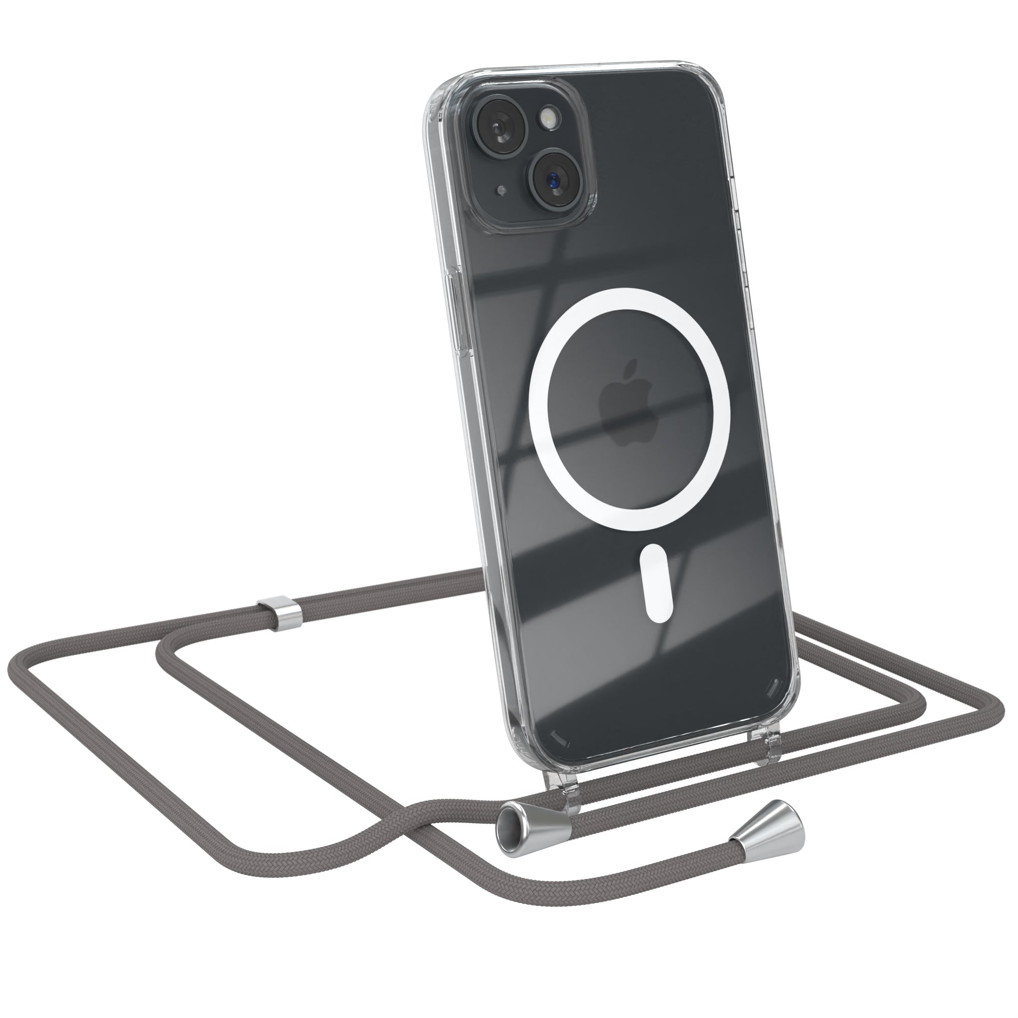 iPhone 15 Plus transparente Hülle + Kordel mit MagSafe