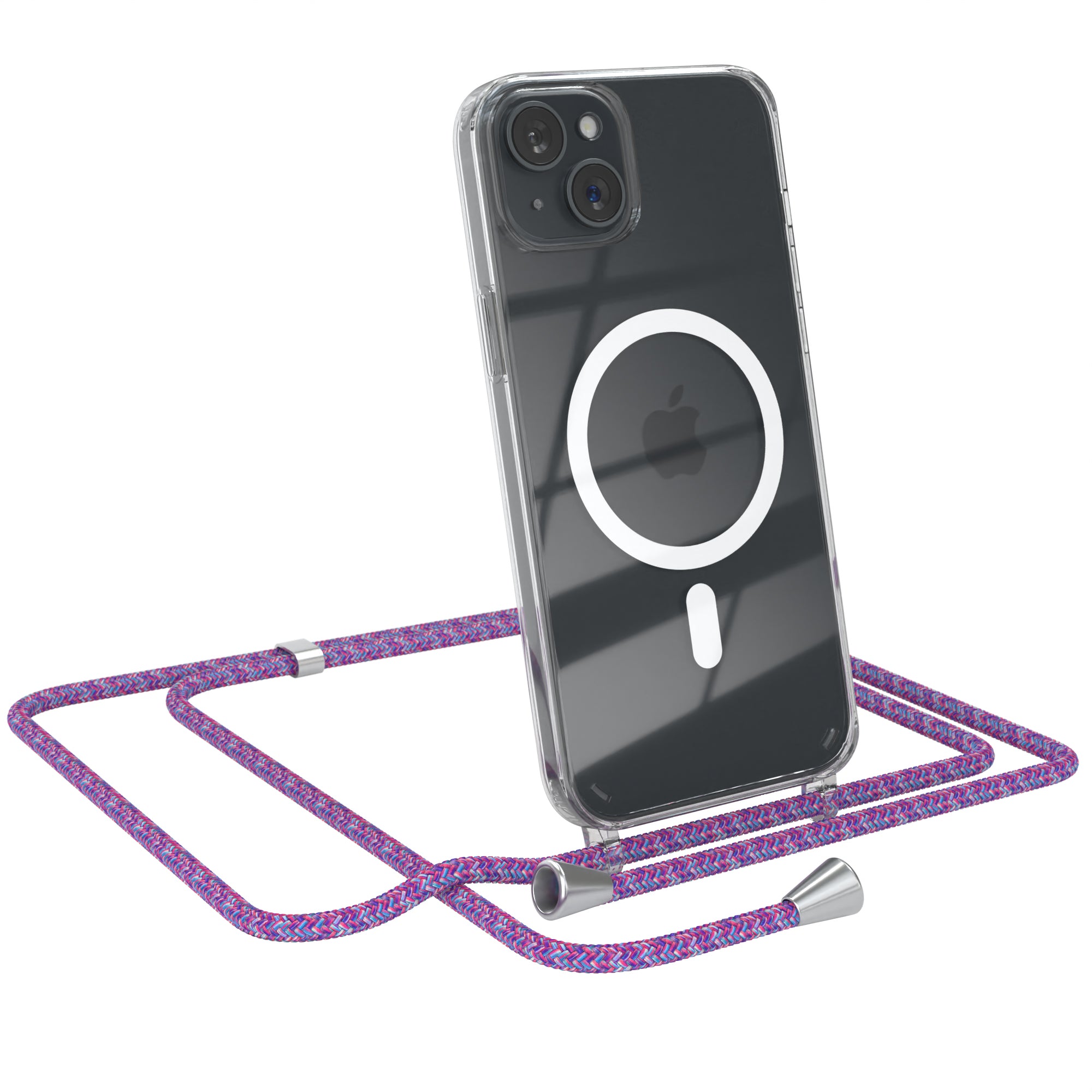 iPhone 15 Plus transparente Hülle + Kordel mit MagSafe