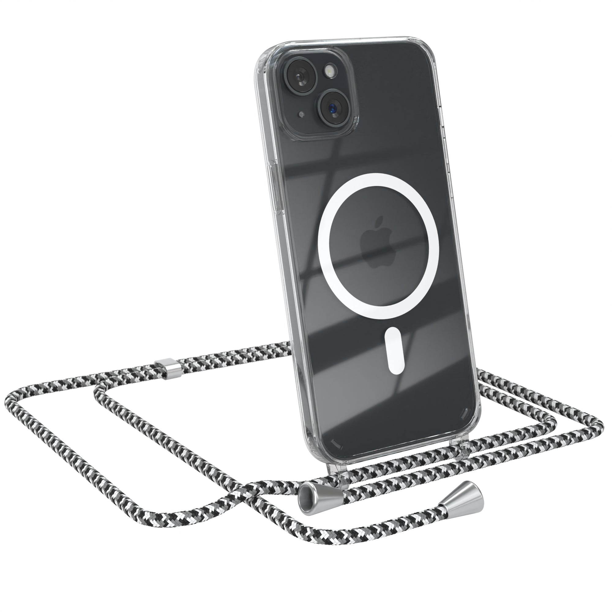 iPhone 15 Plus transparente Hülle + Kordel mit MagSafe
