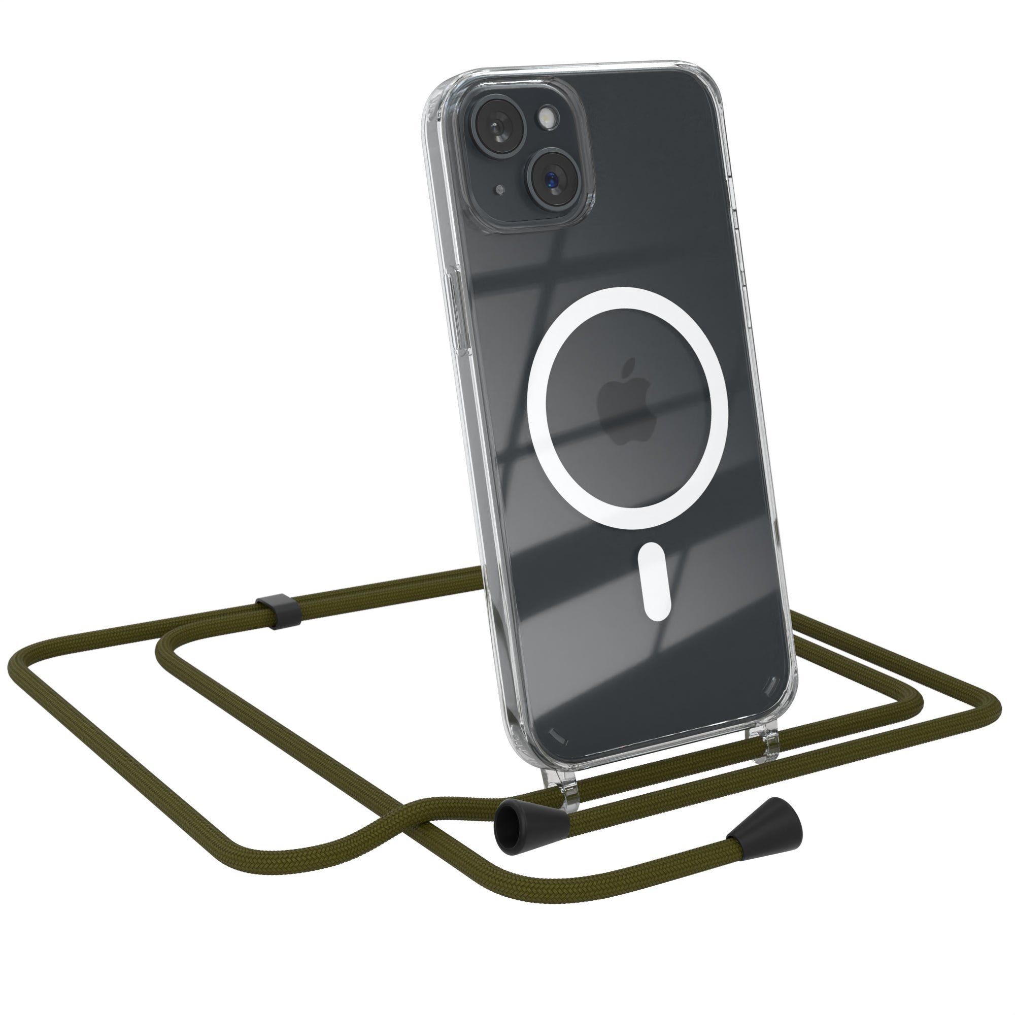 iPhone 15 Plus transparente Hülle + Kordel mit MagSafe