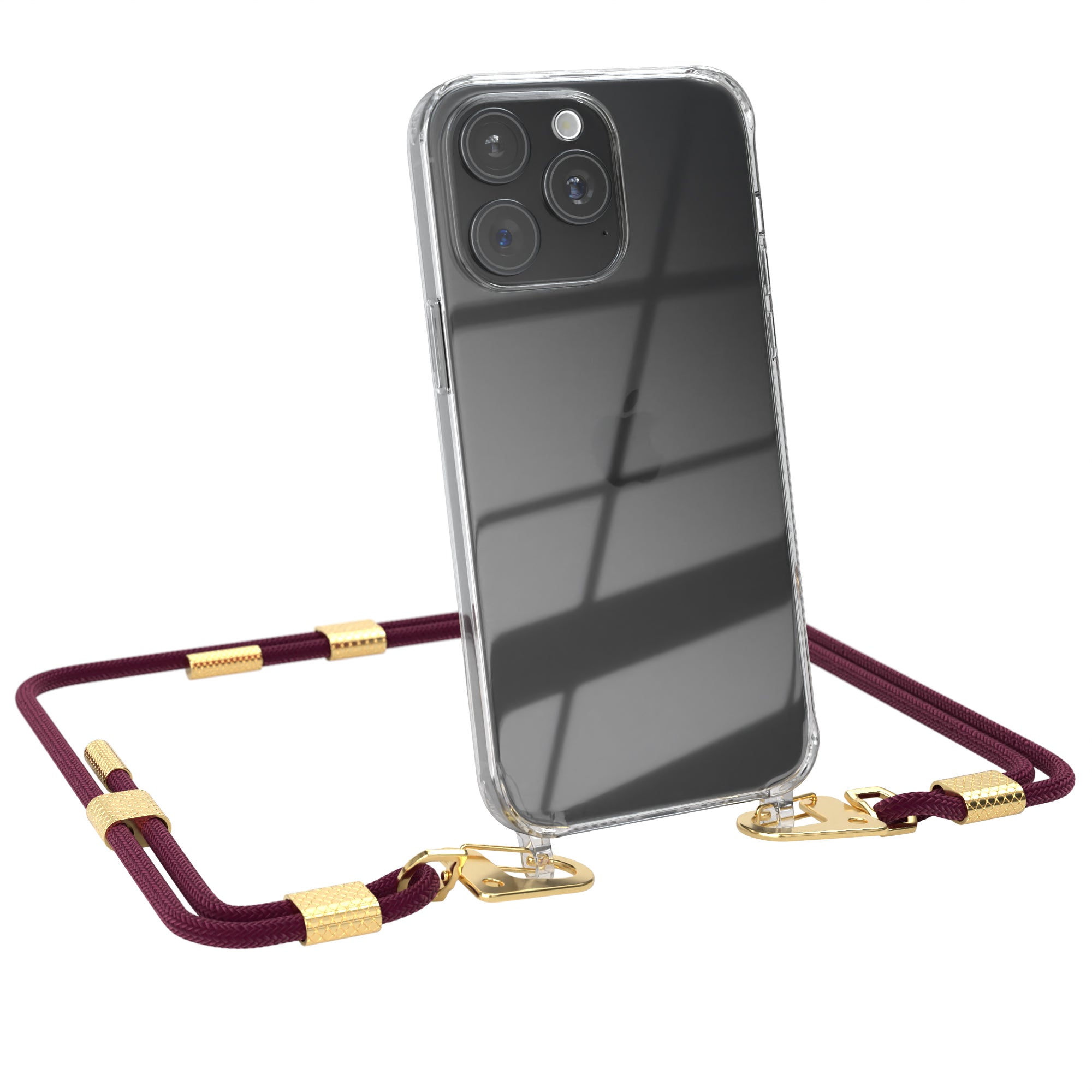 iPhone 15 Pro Max Hülle + Kordel mit Karabinern