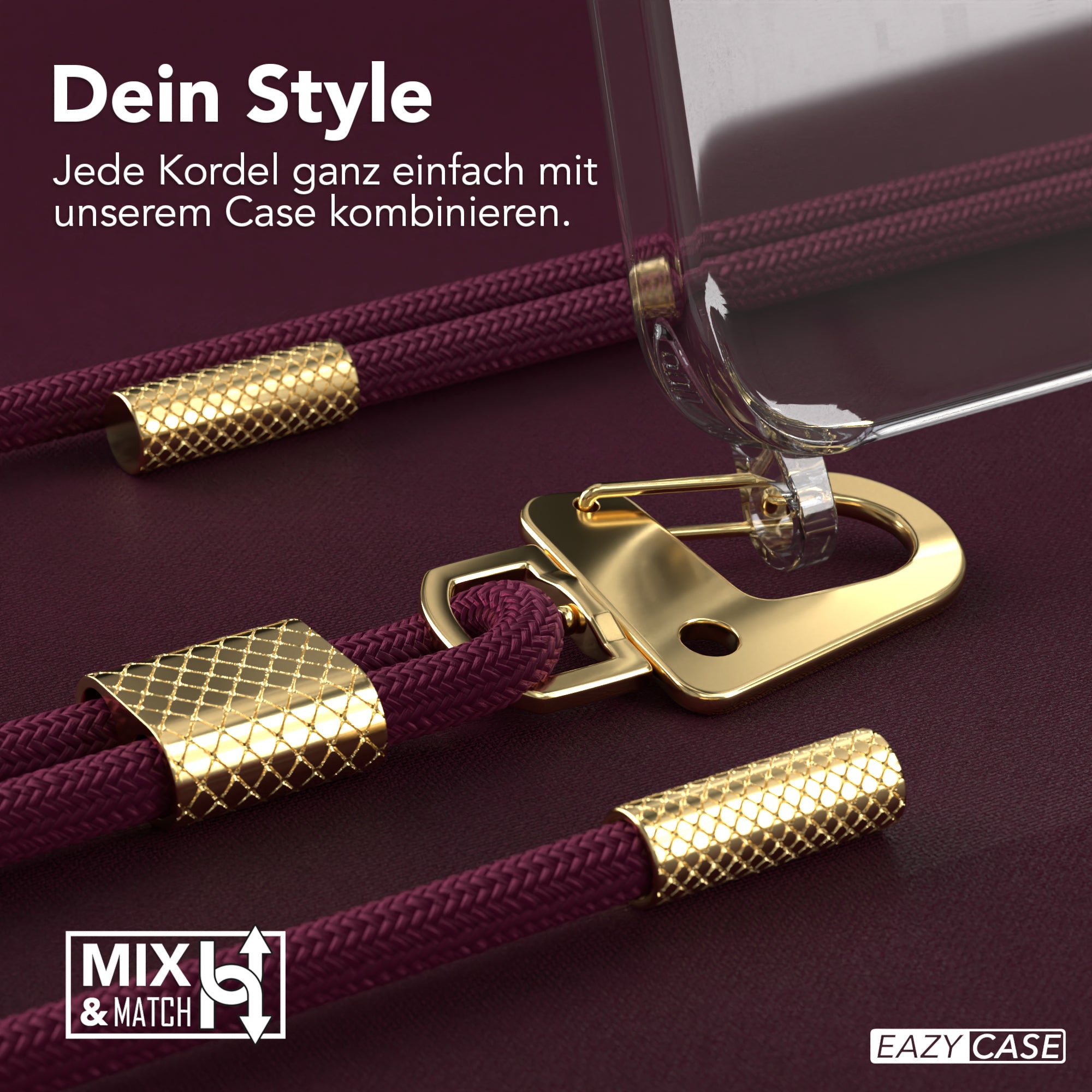 iPhone 15 Pro Max Hülle + Kordel mit Karabinern
