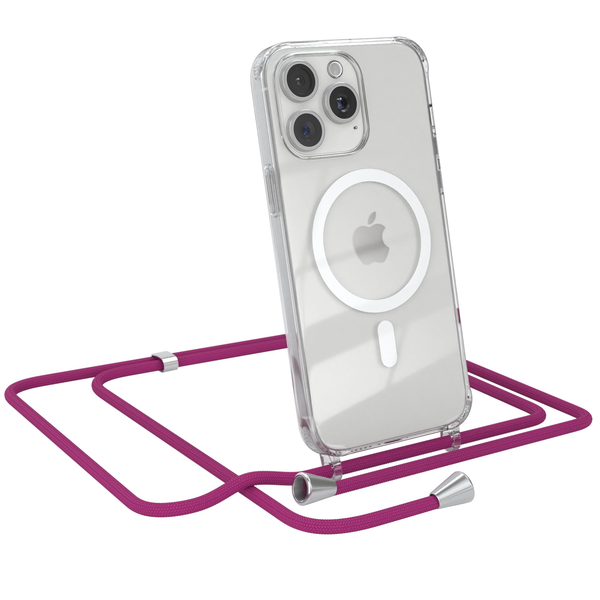 iPhone 15 Pro Max transparente Handykette mit Kordel und MagSafe Funktion