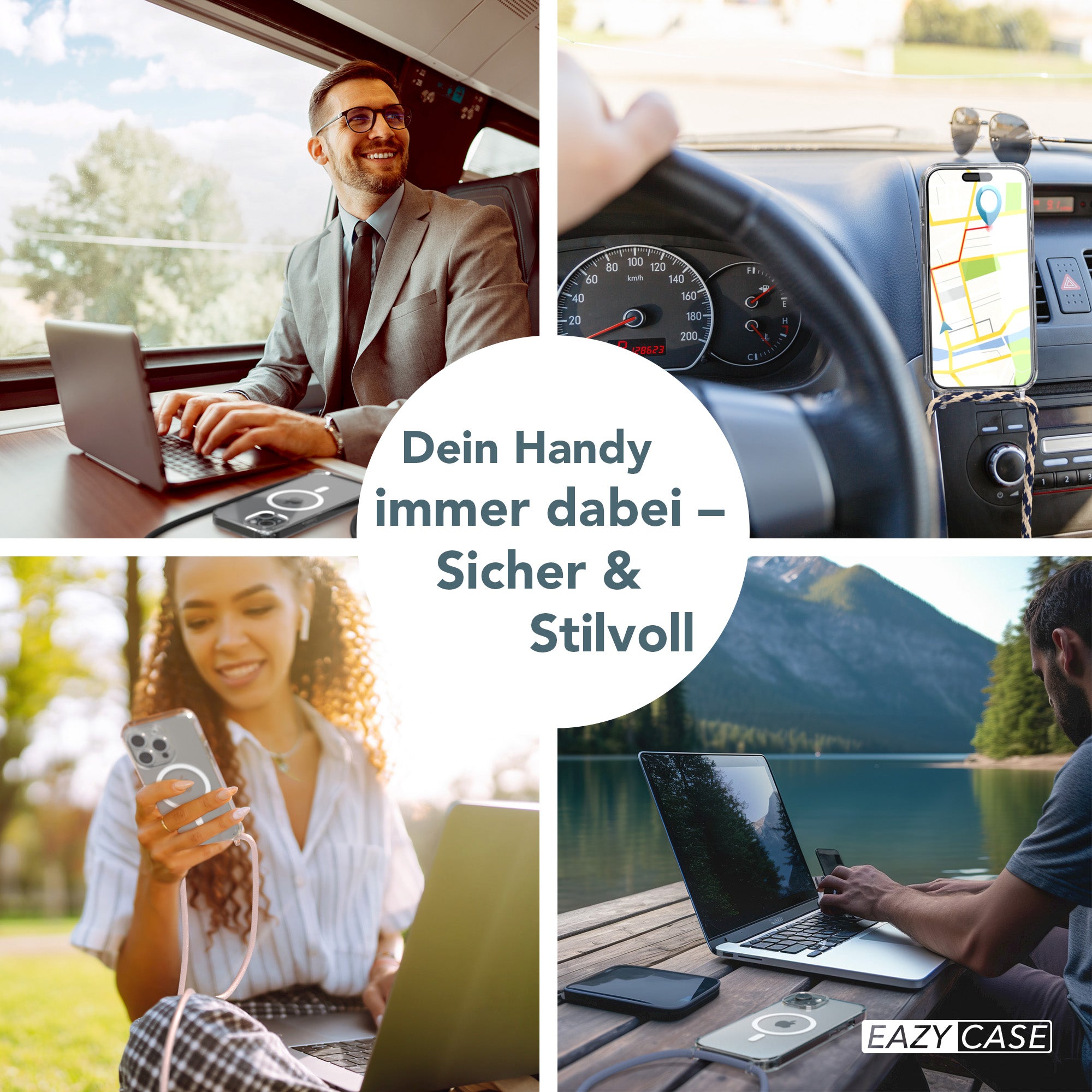 iPhone 15 Pro Max transparente Handykette mit Kordel und MagSafe Funktion