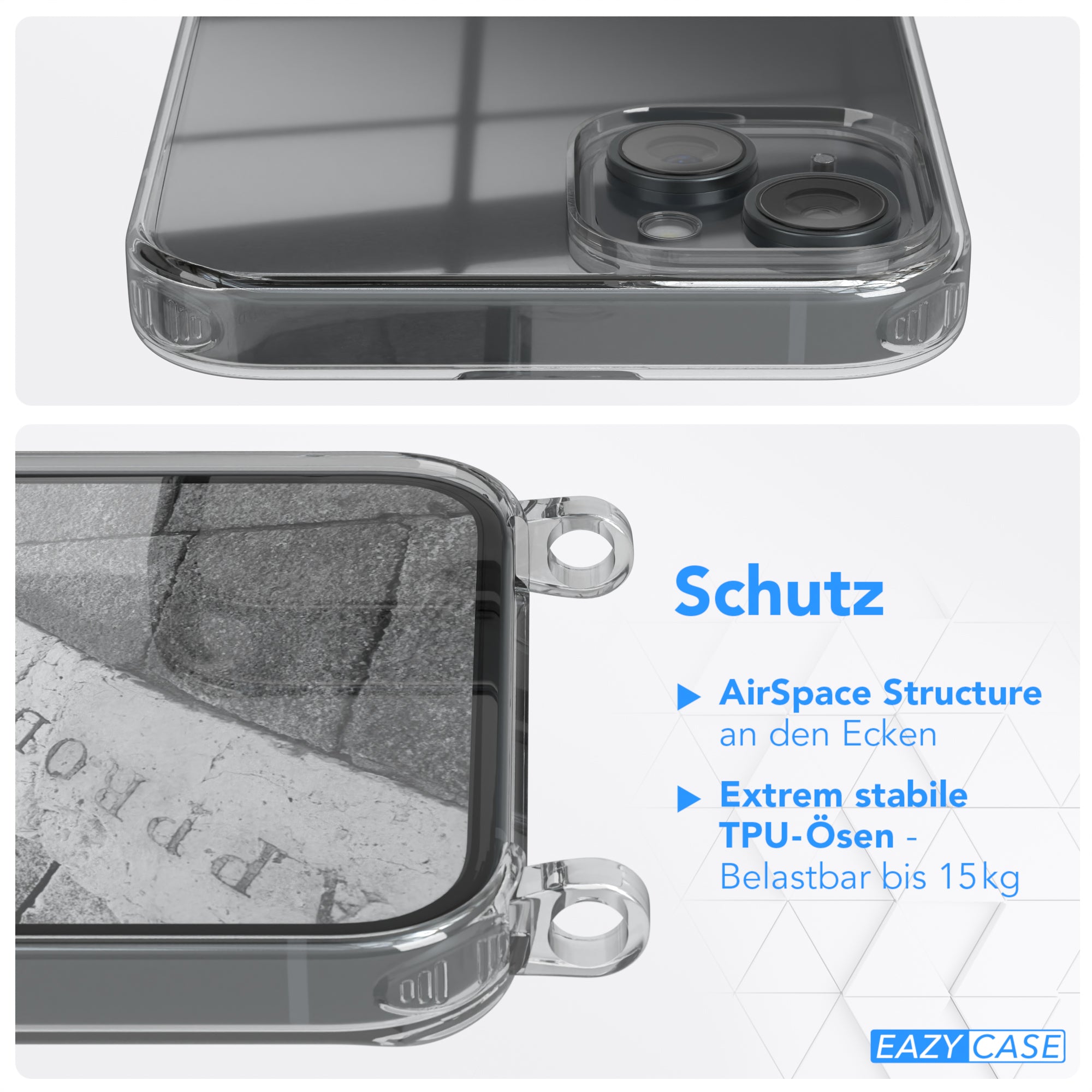 iPhone 15 Plus transparente Hülle + Kordel