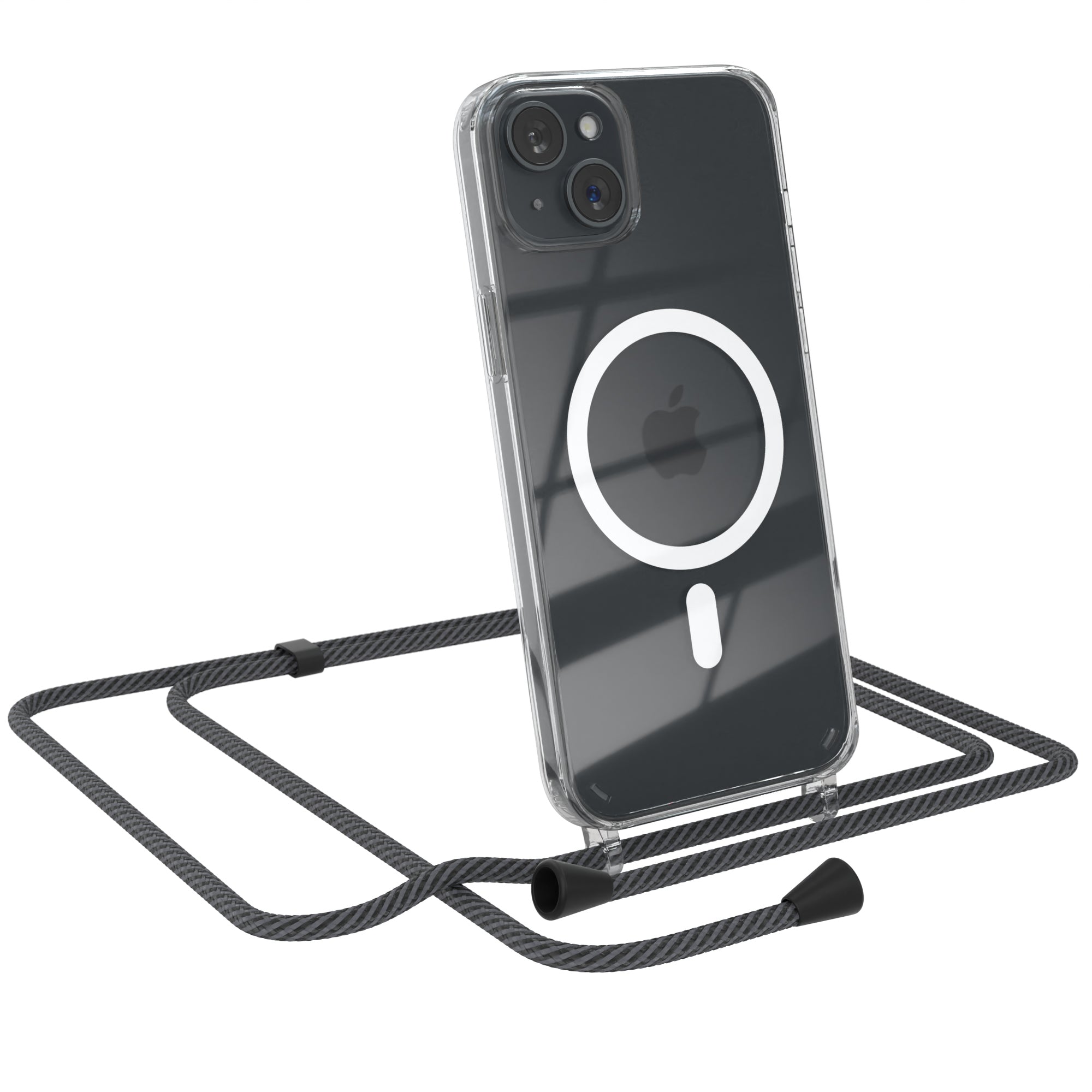 iPhone 15 Plus transparente Hülle + Kordel mit MagSafe