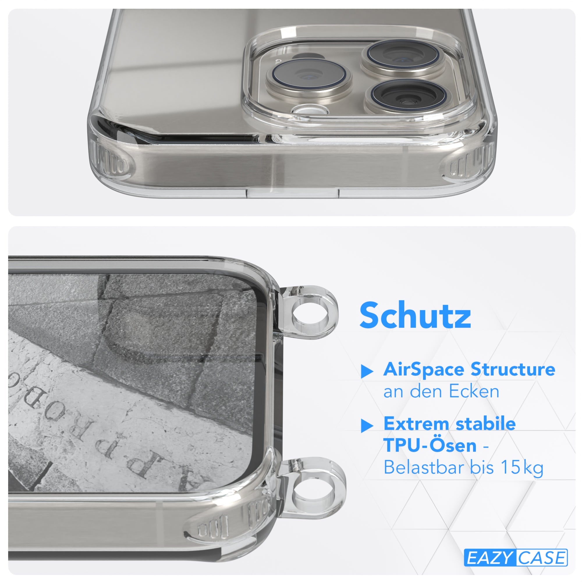 iPhone 15 Pro transparente Hülle + Kordel