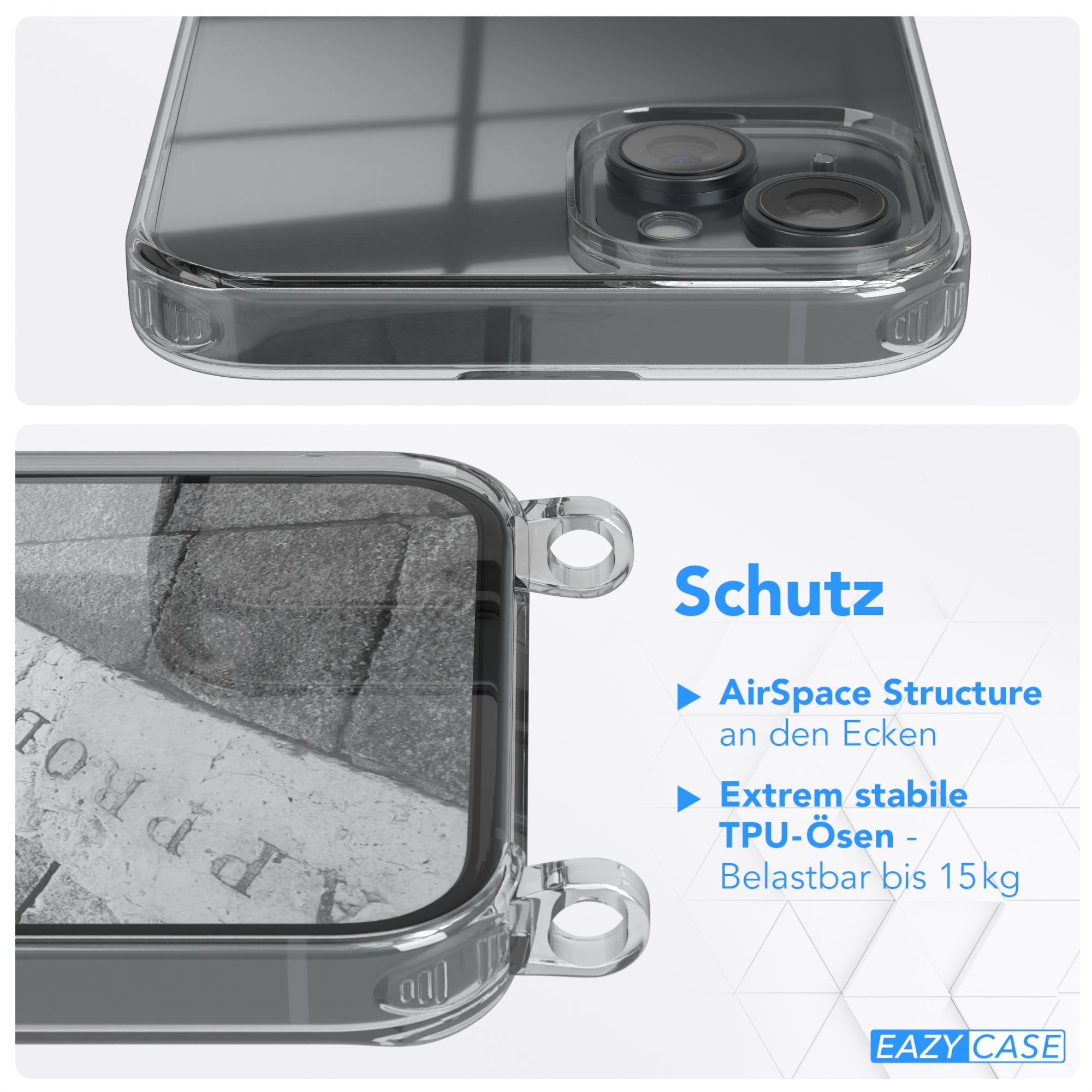 iPhone 15 Plus transparente Hülle + Kordel