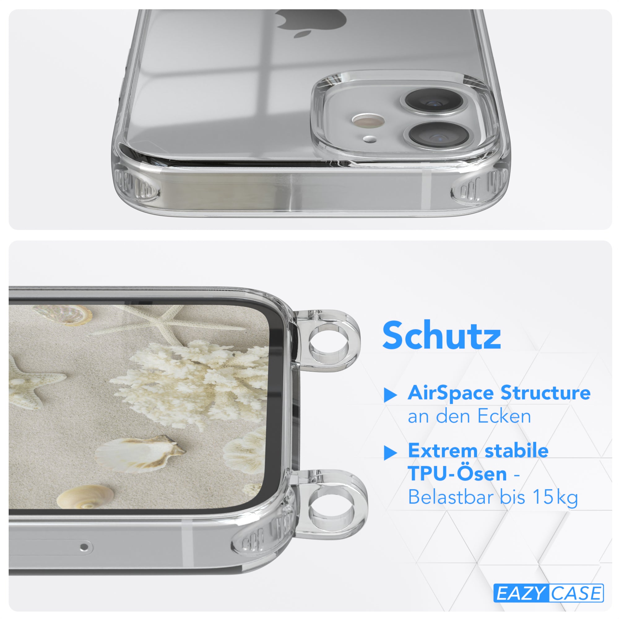 iPhone 12 Mini transparente Hülle + Kordel