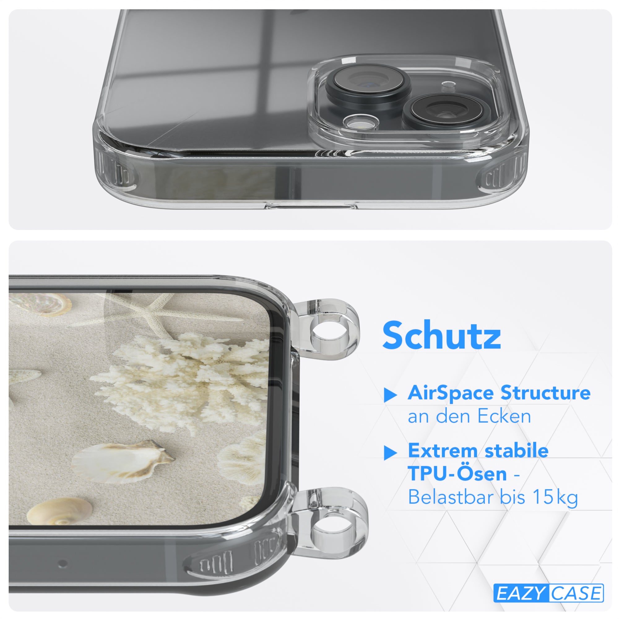 iPhone 15 transparente Hülle + Kordel