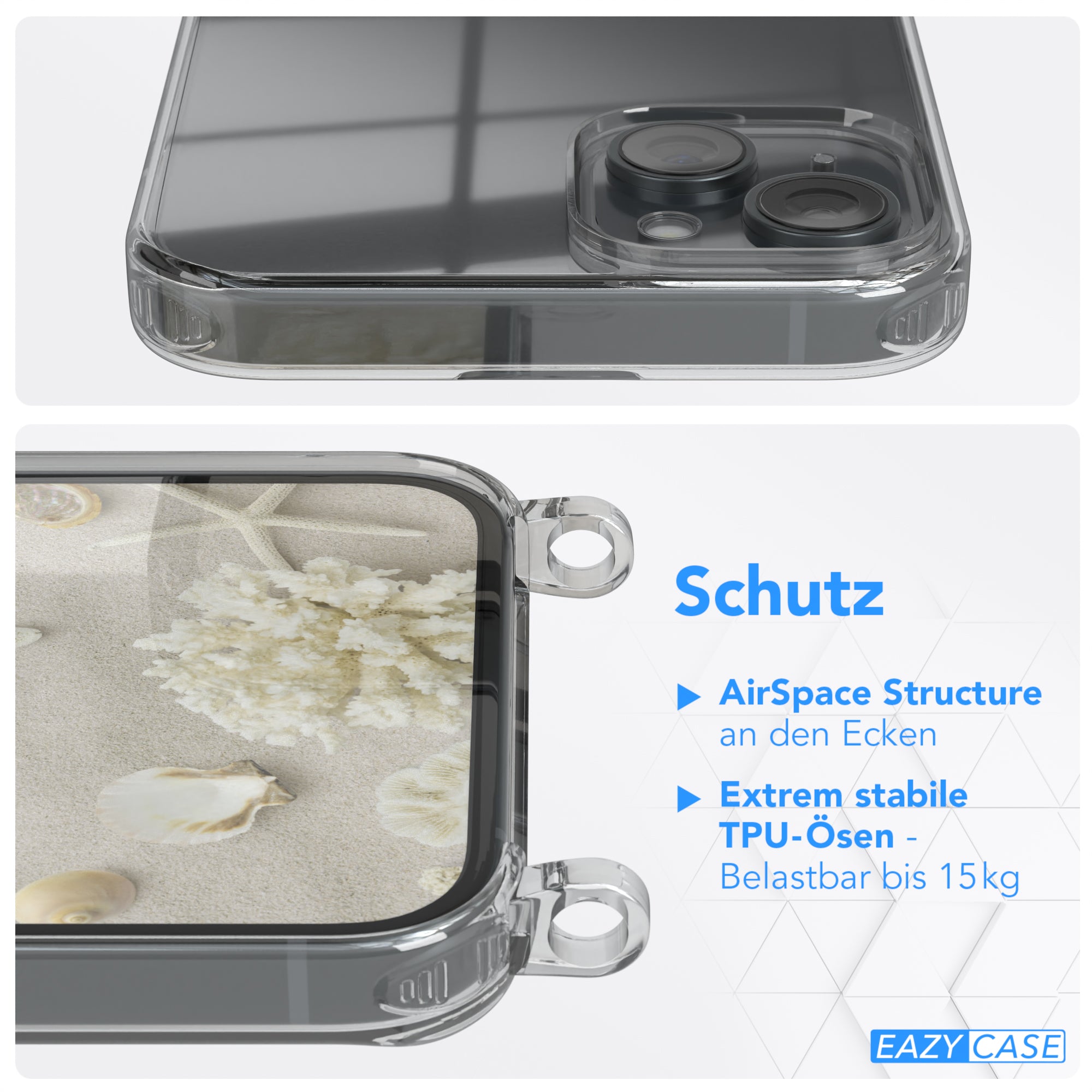 iPhone 15 Plus transparente Hülle + Kordel