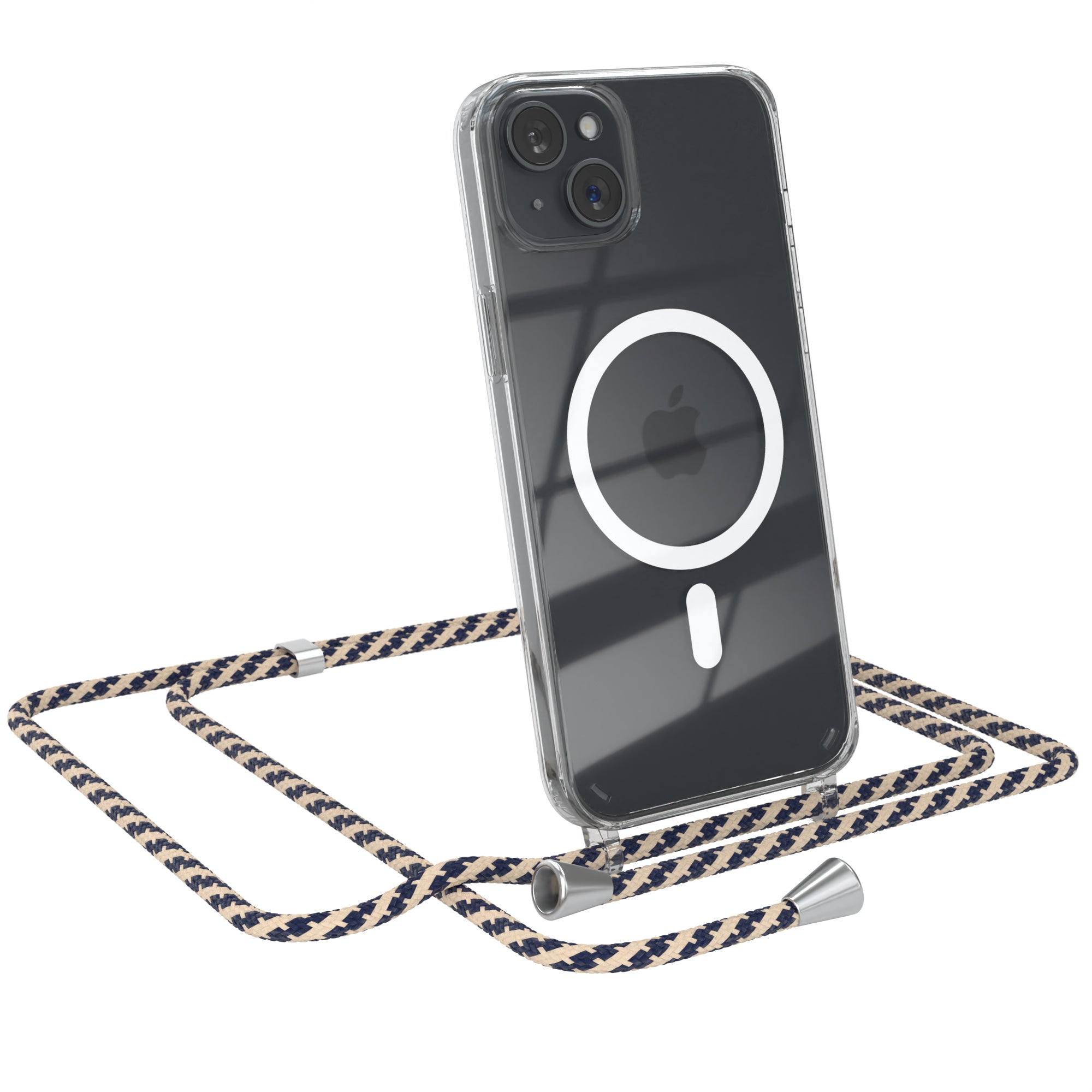 iPhone 15 Plus transparente Hülle + Kordel mit MagSafe
