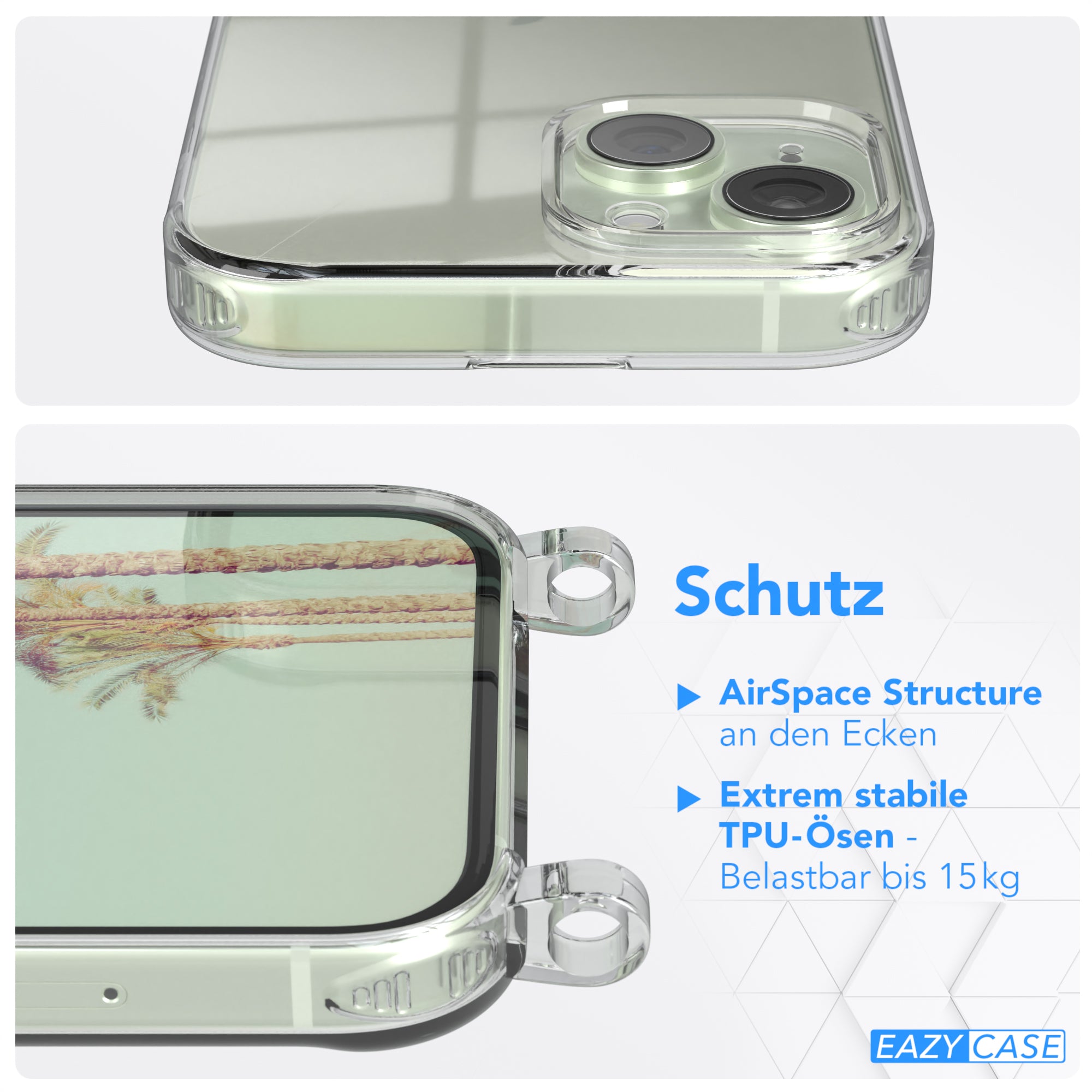 iPhone 15 transparente Hülle + Kordel