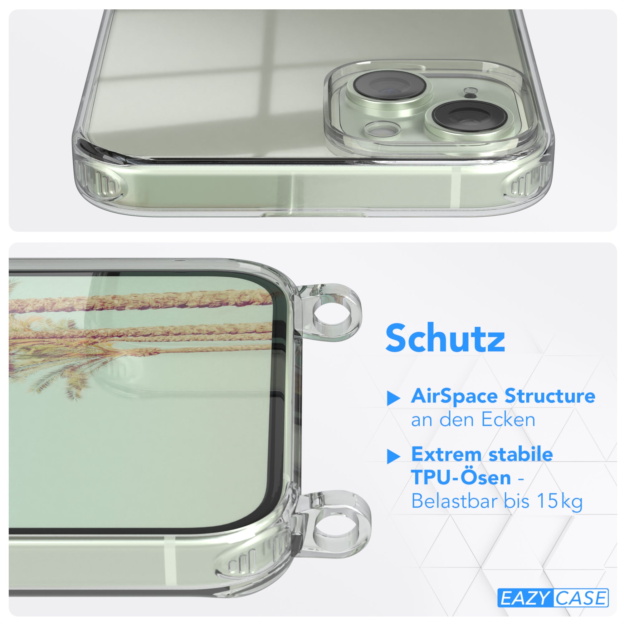 iPhone 15 Plus transparente Hülle + Kordel