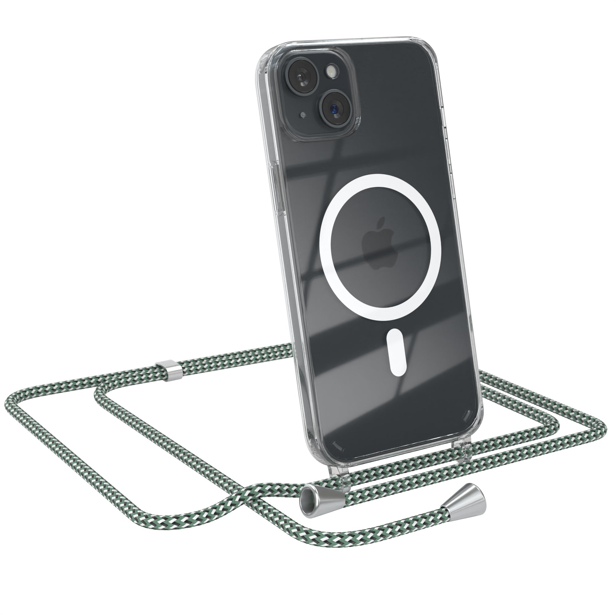 iPhone 15 Plus transparente Hülle + Kordel mit MagSafe
