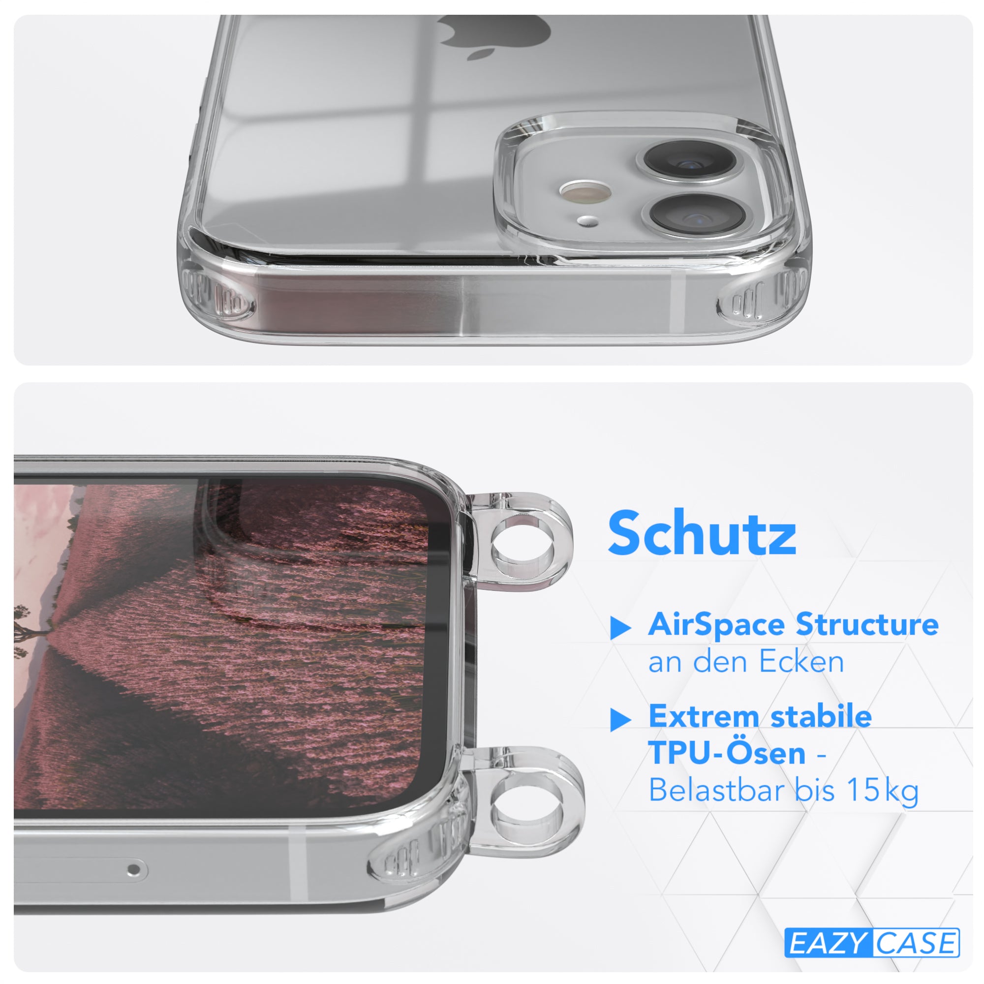 iPhone 12 Mini transparente Hülle + Kordel